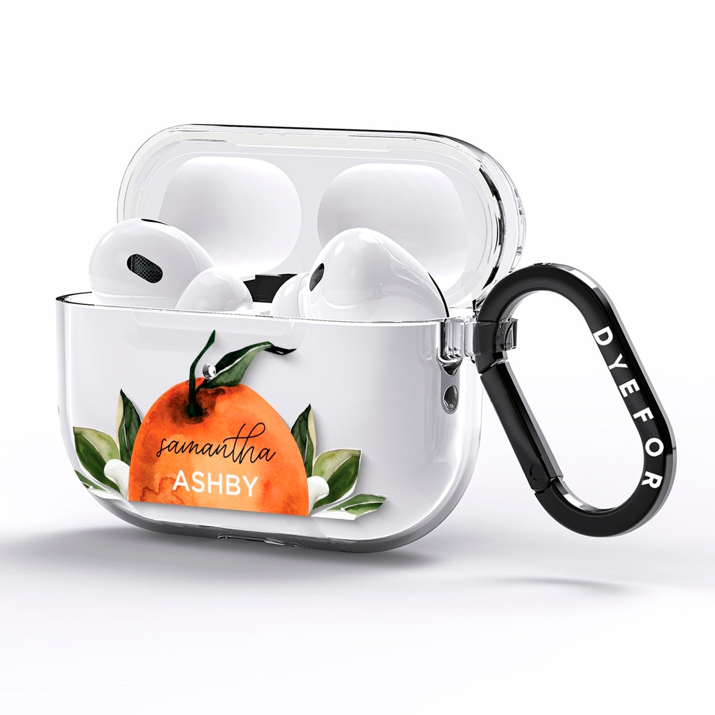 Orange Blossom Personalised Name AirPods Pro Clear Case Side Image