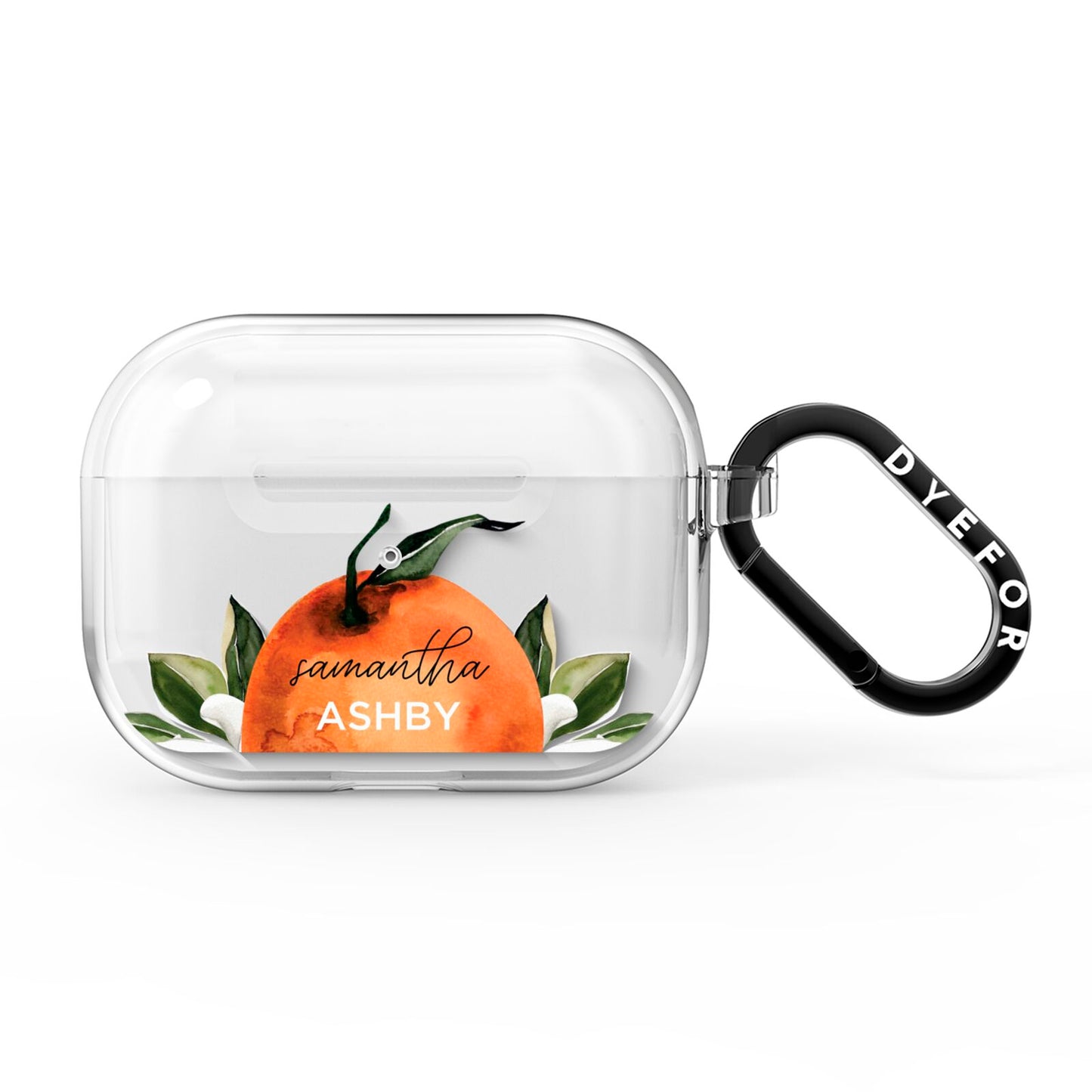 Orange Blossom Personalised Name AirPods Pro Clear Case