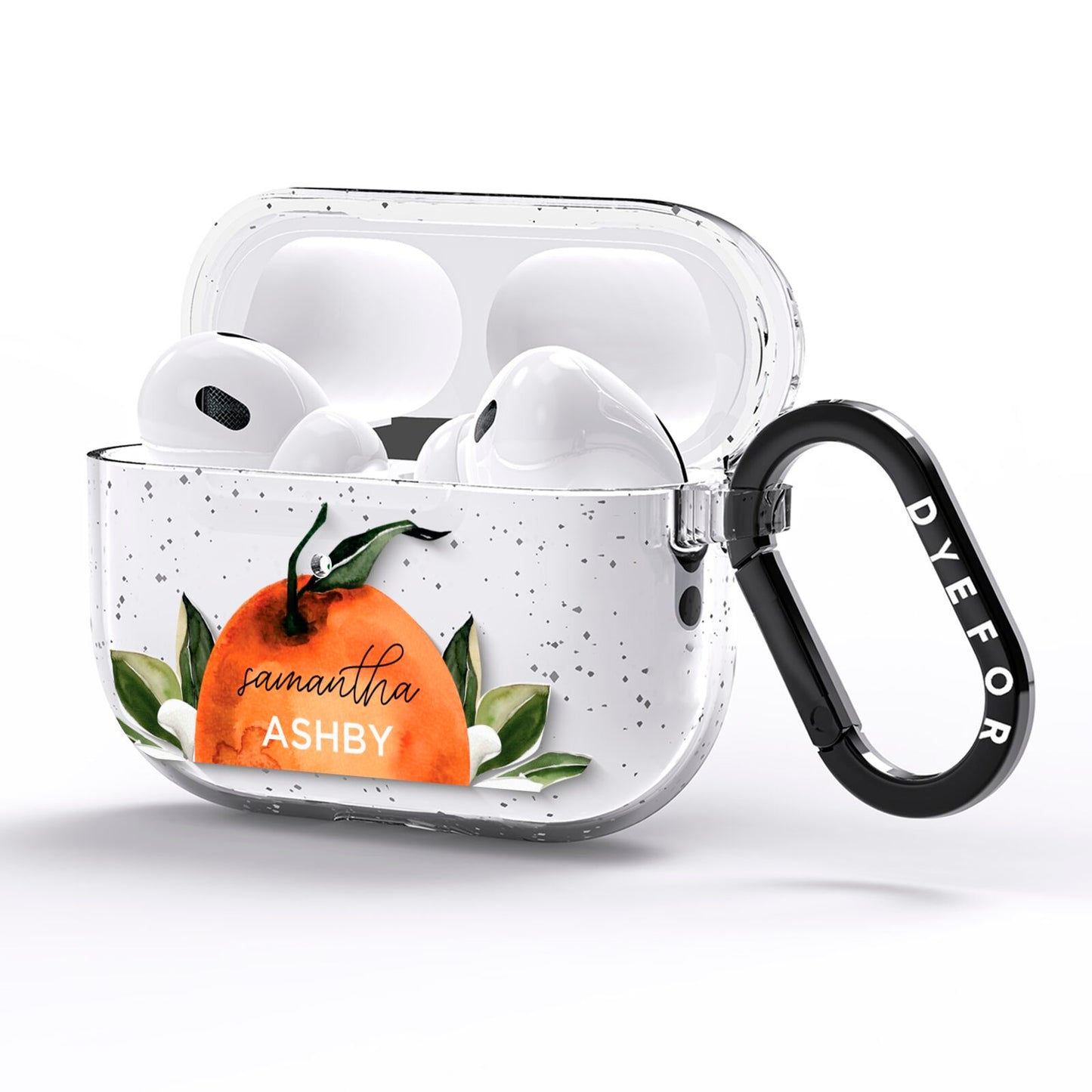 Orange Blossom Personalised Name AirPods Pro Glitter Case Side Image