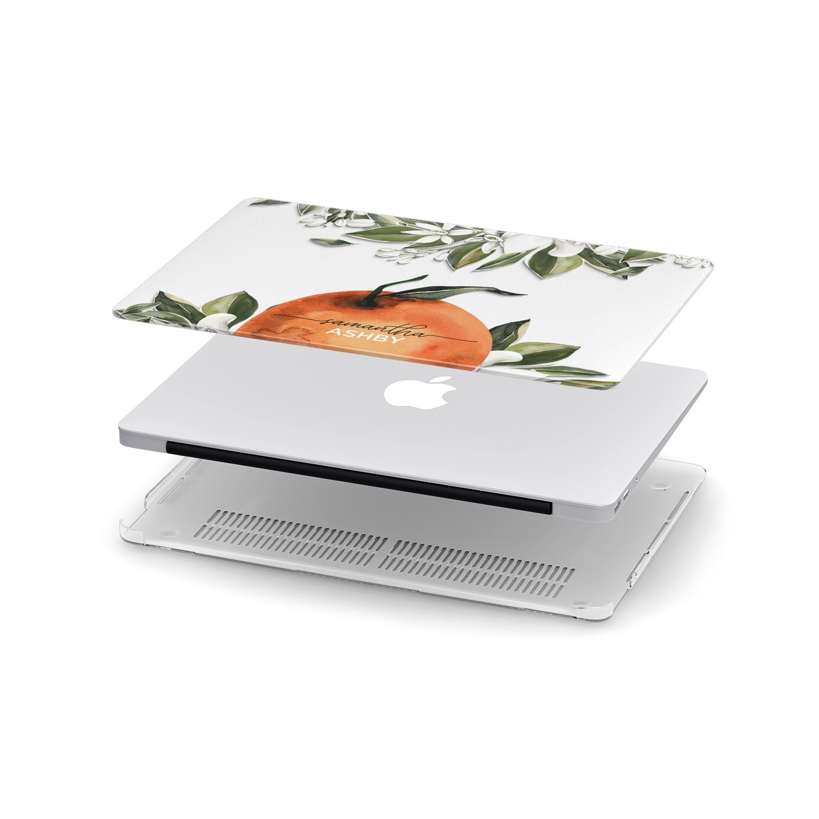 Orange Blossom Personalised Name Apple MacBook Case in Detail