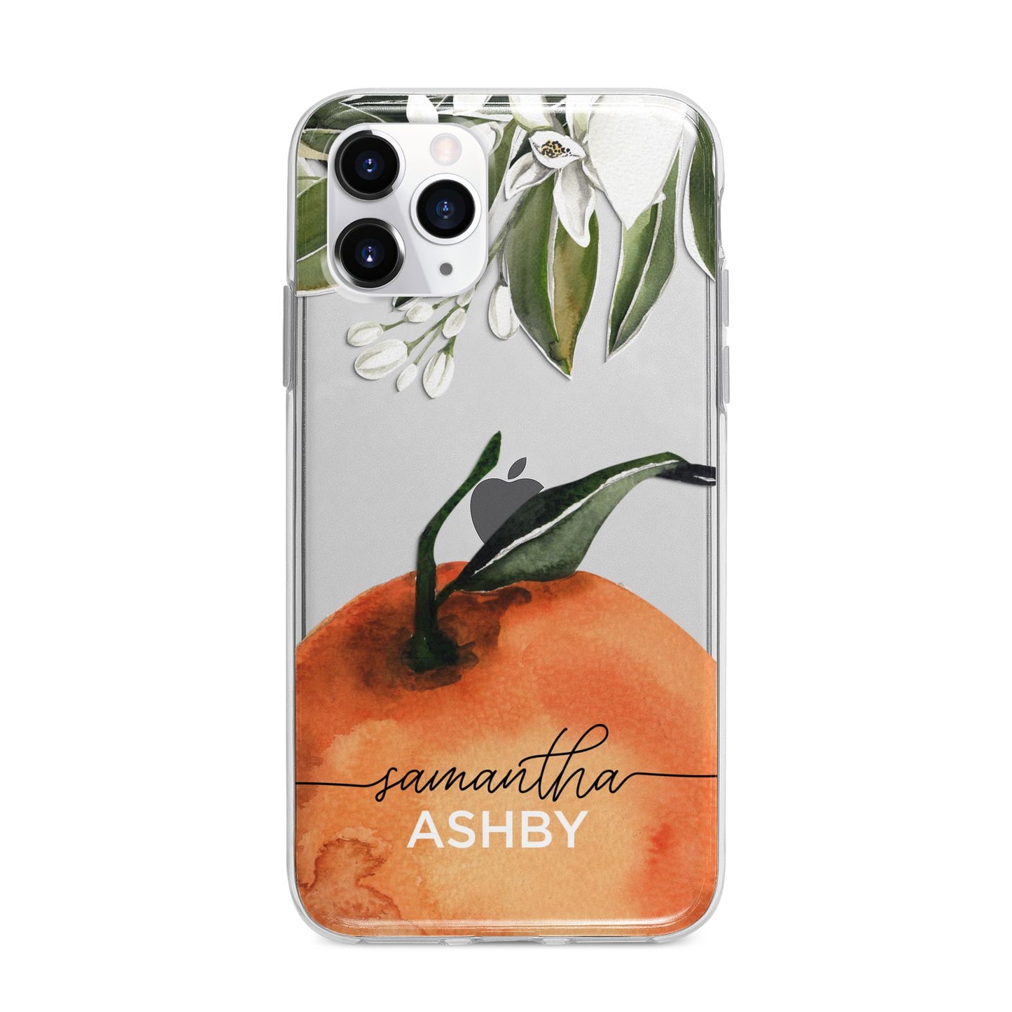 Orange Blossom Personalised Name Apple iPhone 11 Pro in Silver with Bumper Case