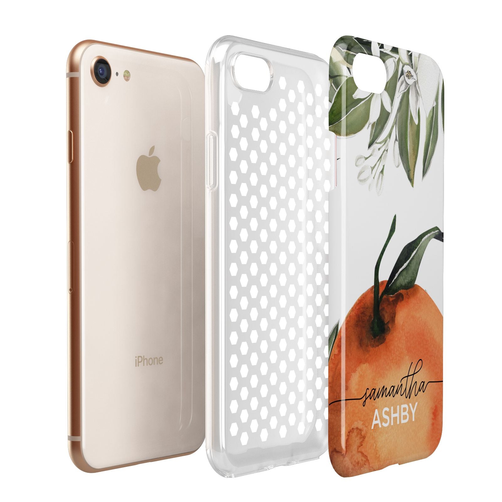 Orange Blossom Personalised Name Apple iPhone 7 8 3D Tough Case Expanded View