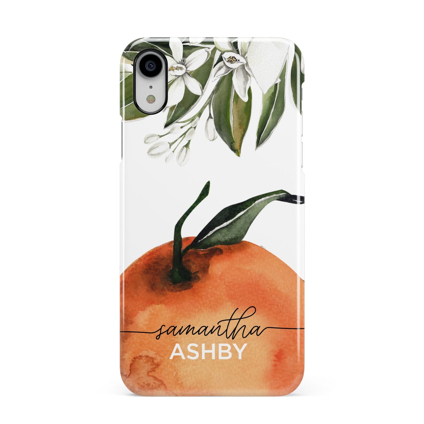 Orange Blossom Personalised Name Apple iPhone XR White 3D Snap Case