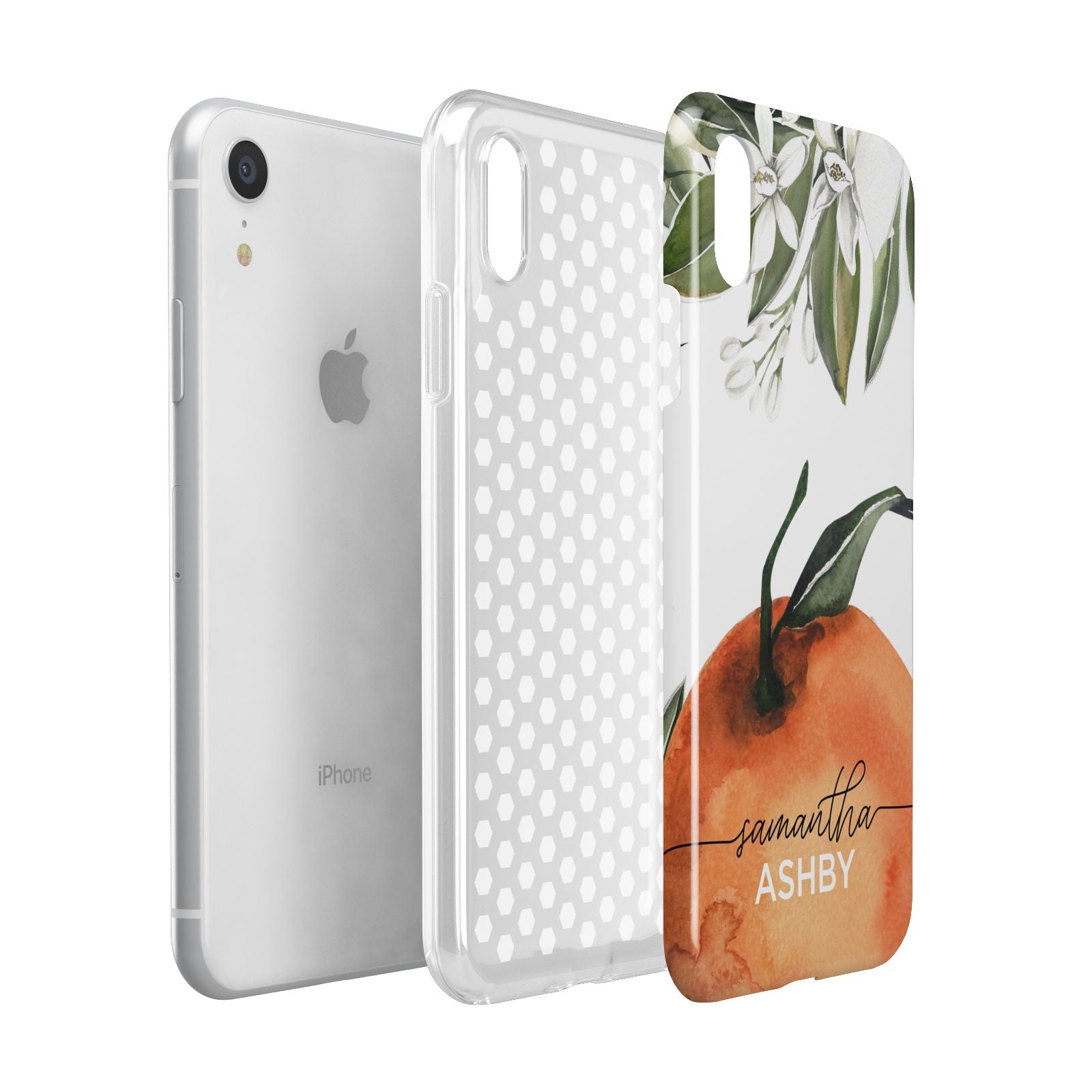 Orange Blossom Personalised Name Apple iPhone XR White 3D Tough Case Expanded view