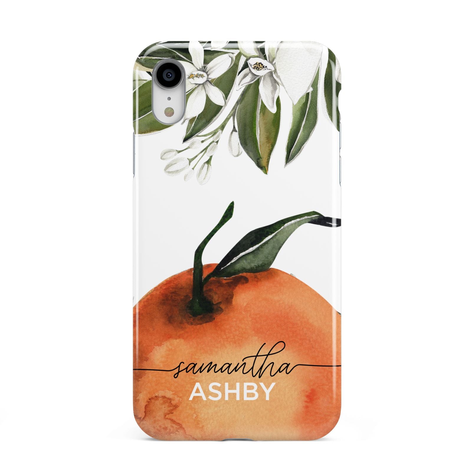 Orange Blossom Personalised Name Apple iPhone XR White 3D Tough Case