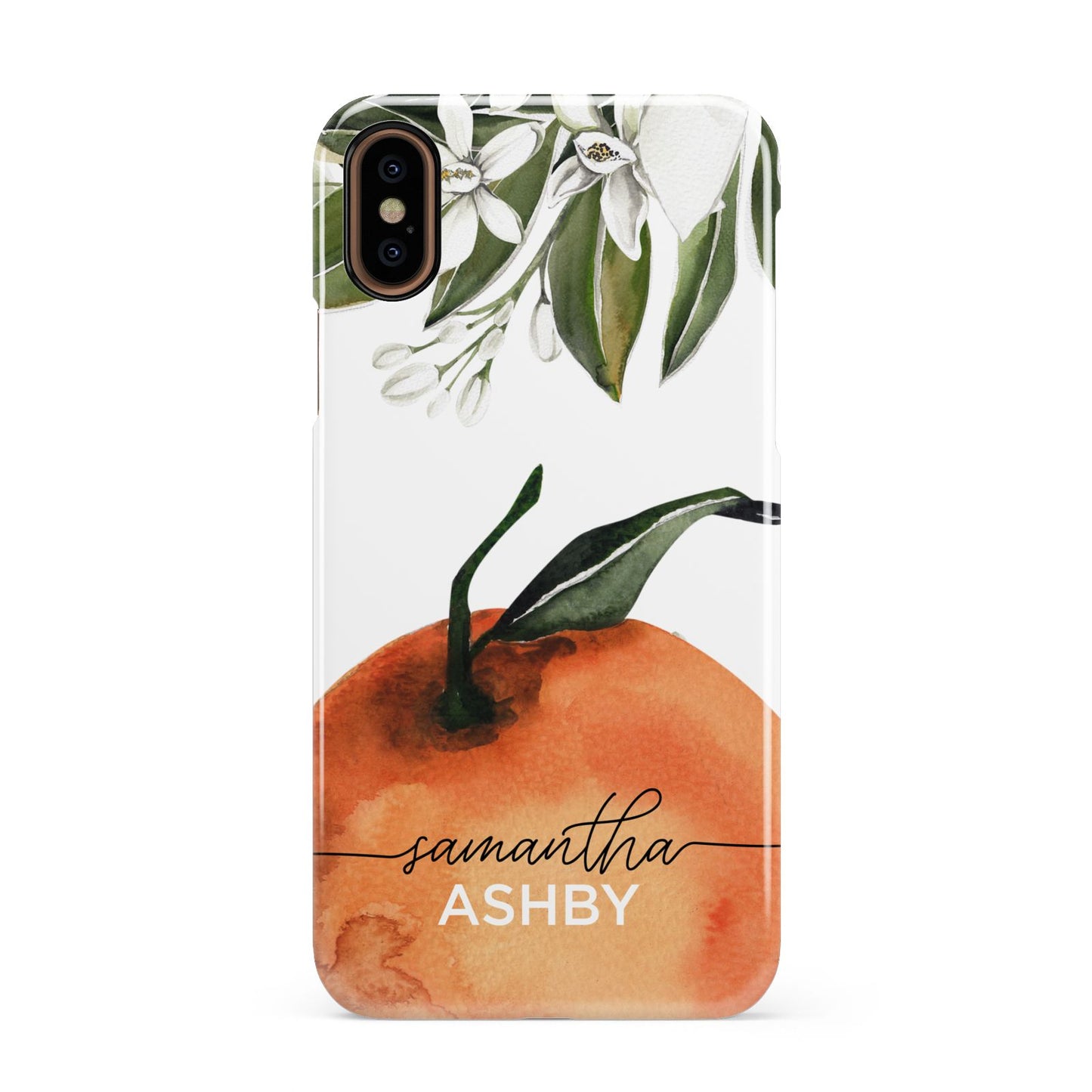 Orange Blossom Personalised Name Apple iPhone XS 3D Snap Case