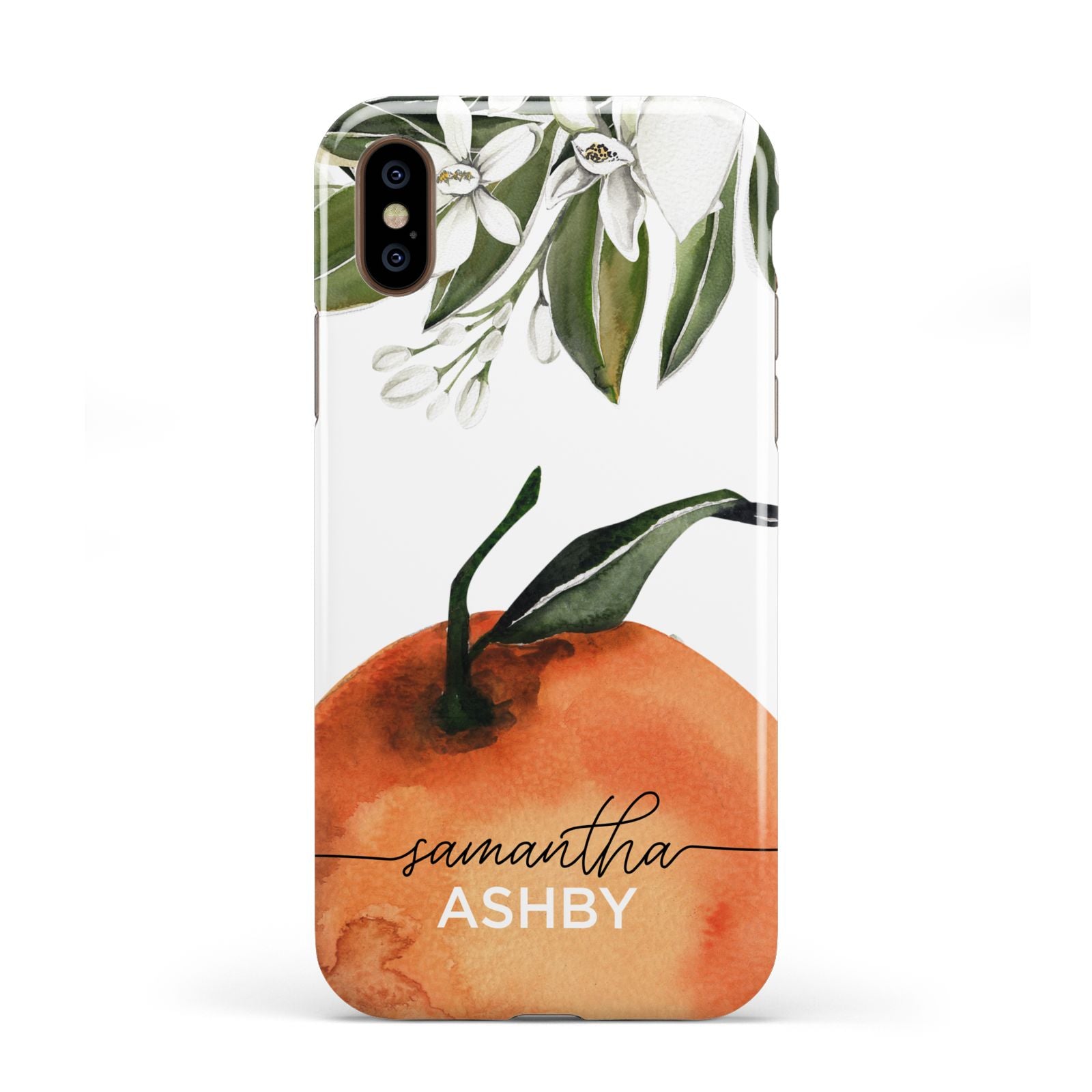 Orange Blossom Personalised Name Apple iPhone XS 3D Tough