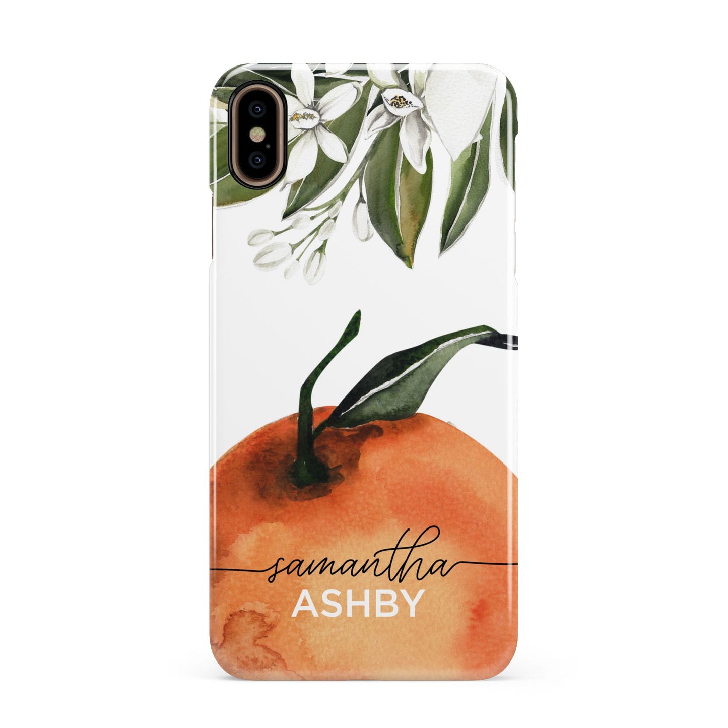 Orange Blossom Personalised Name Apple iPhone Xs Max 3D Snap Case