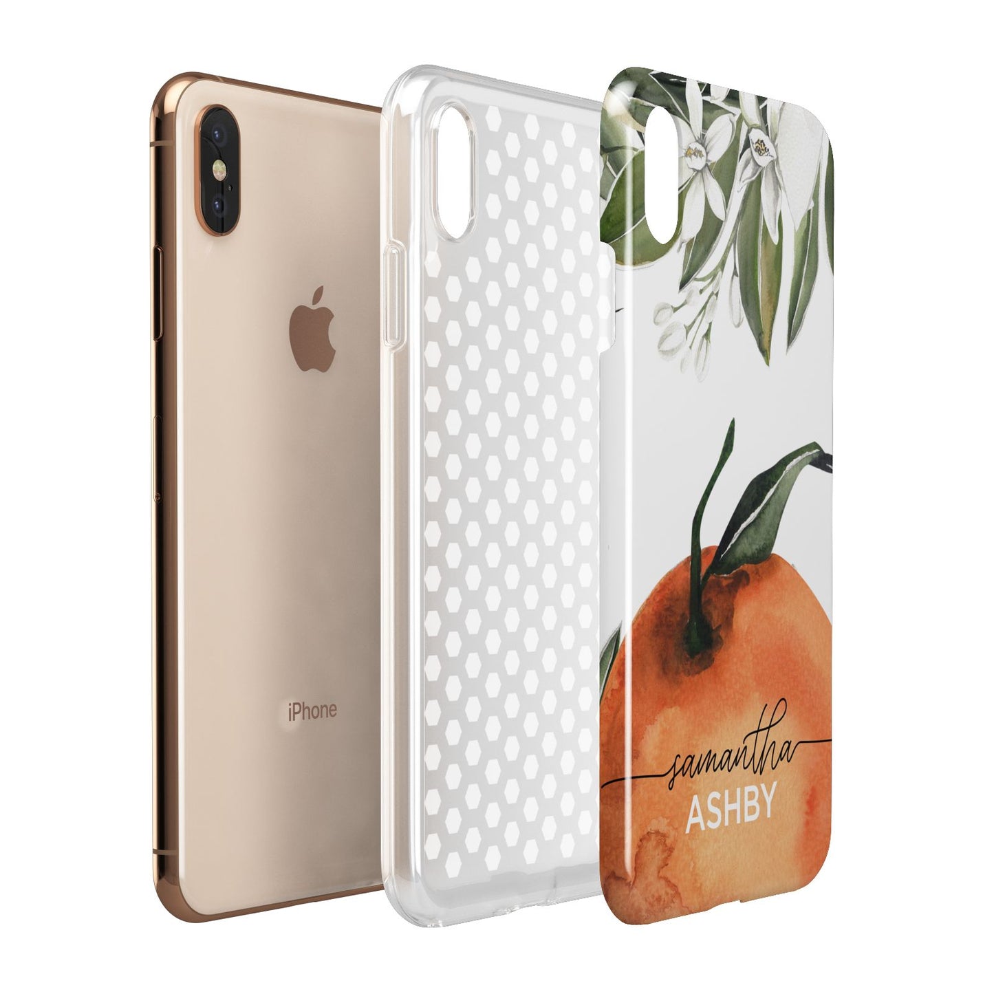 Orange Blossom Personalised Name Apple iPhone Xs Max 3D Tough Case Expanded View