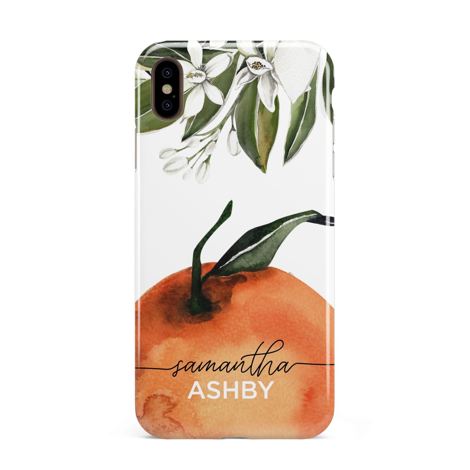 Orange Blossom Personalised Name Apple iPhone Xs Max 3D Tough Case