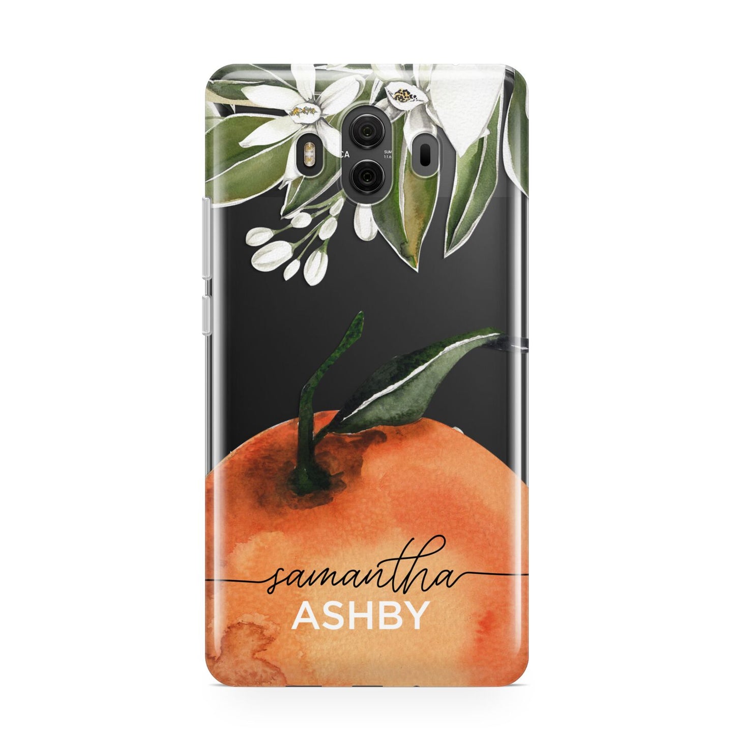 Orange Blossom Personalised Name Huawei Mate 10 Protective Phone Case