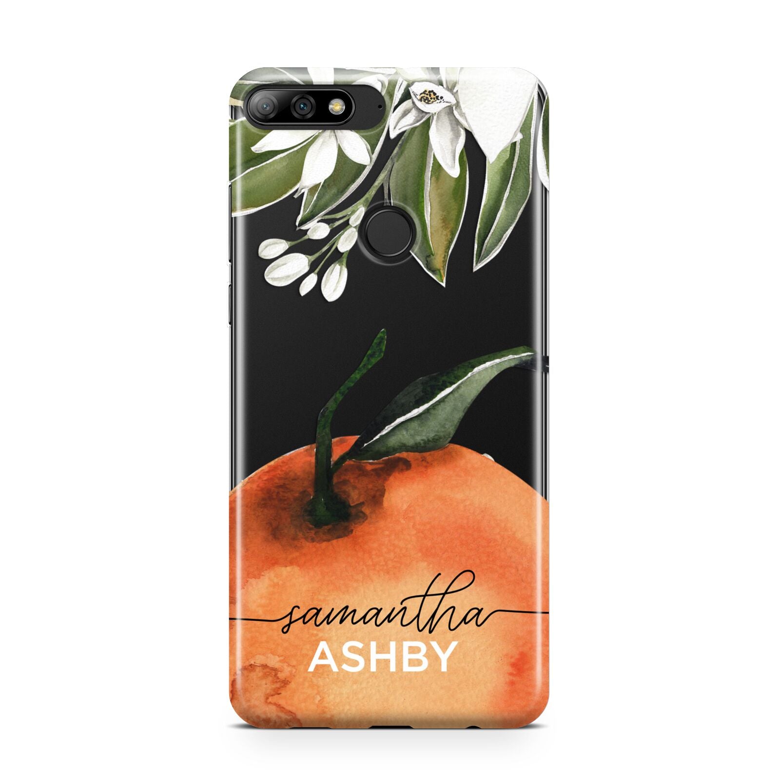 Orange Blossom Personalised Name Huawei Y7 2018