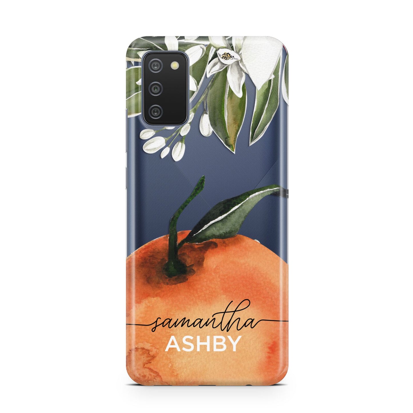 Orange Blossom Personalised Name Samsung A02s Case