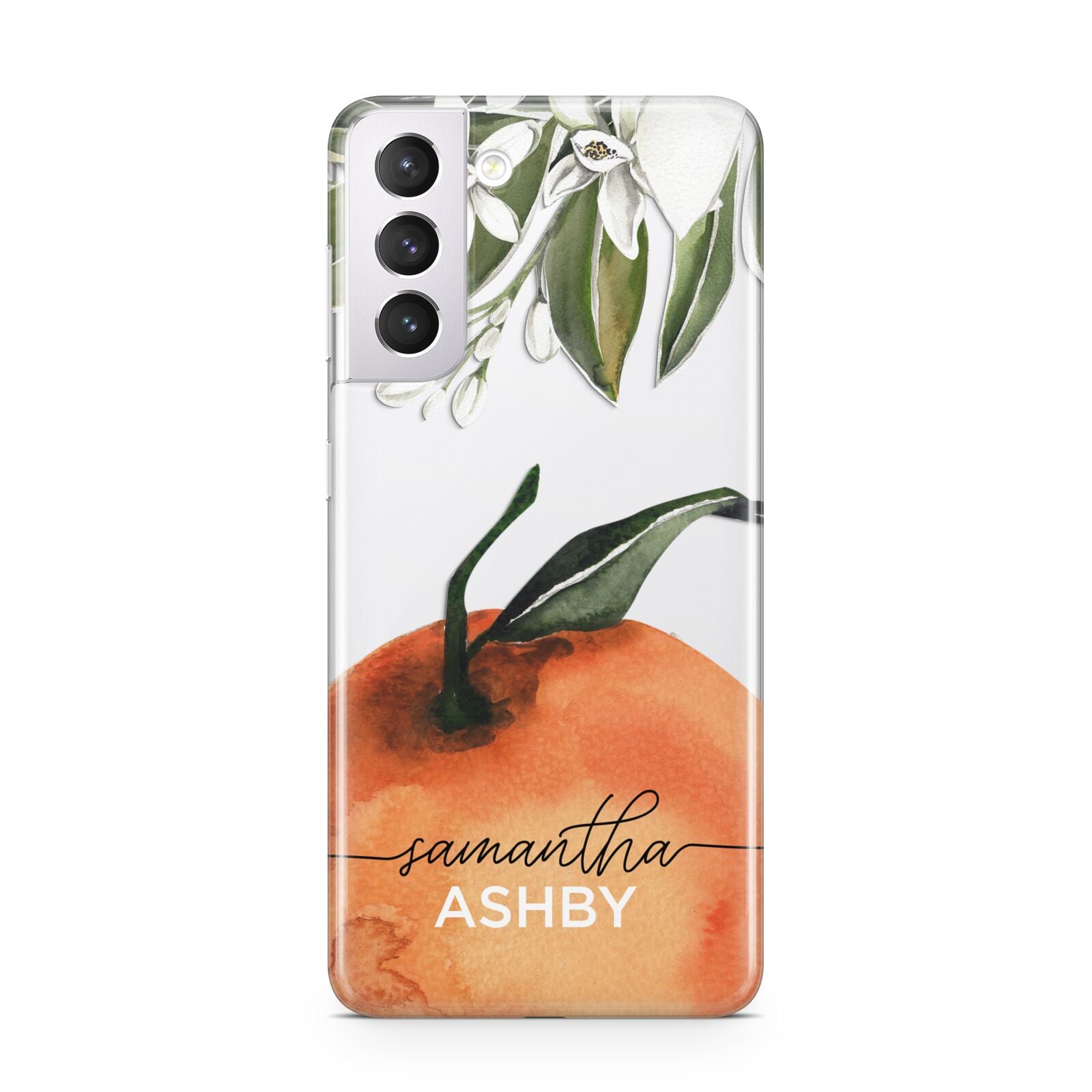 Orange Blossom Personalised Name Samsung S21 Case