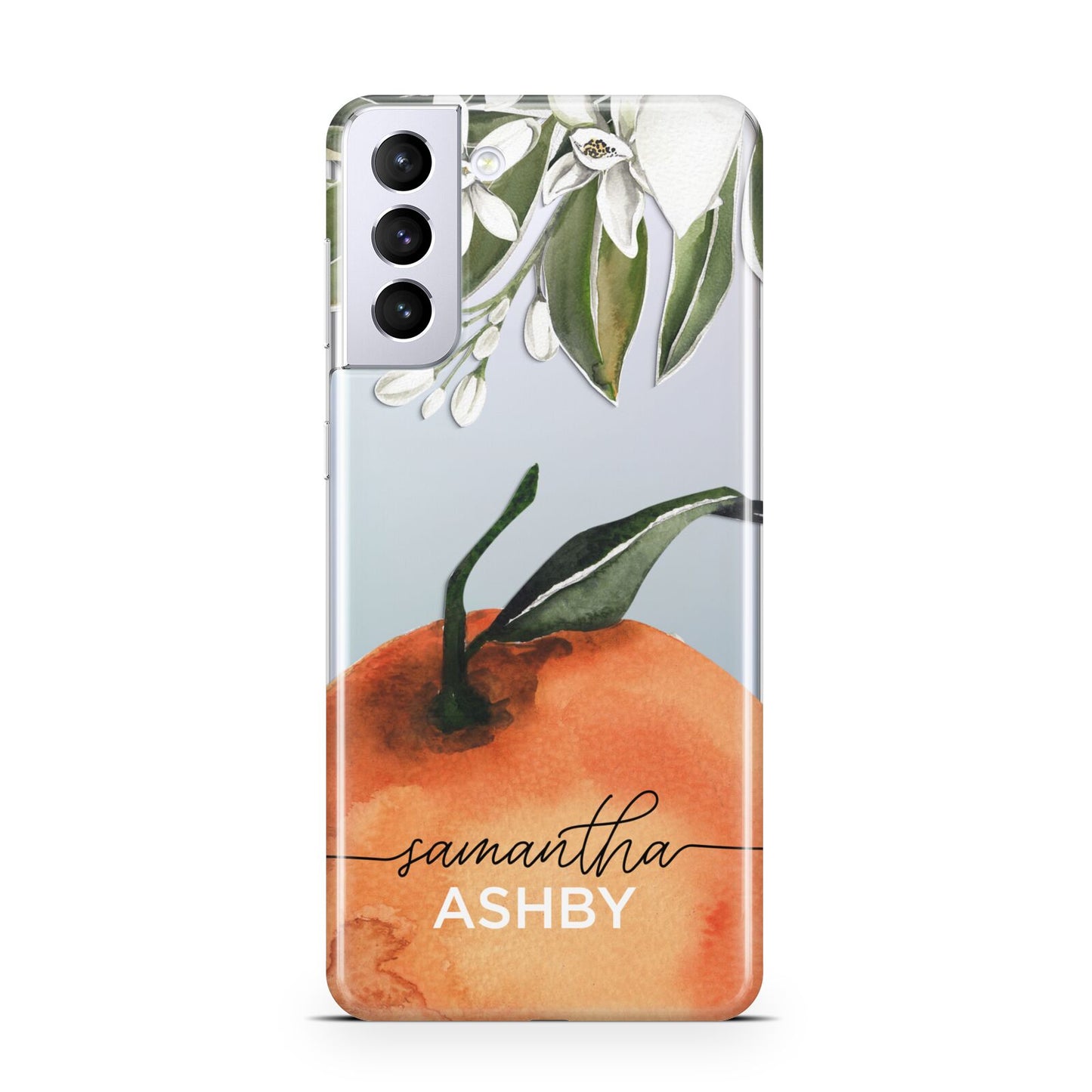 Orange Blossom Personalised Name Samsung S21 Plus Case