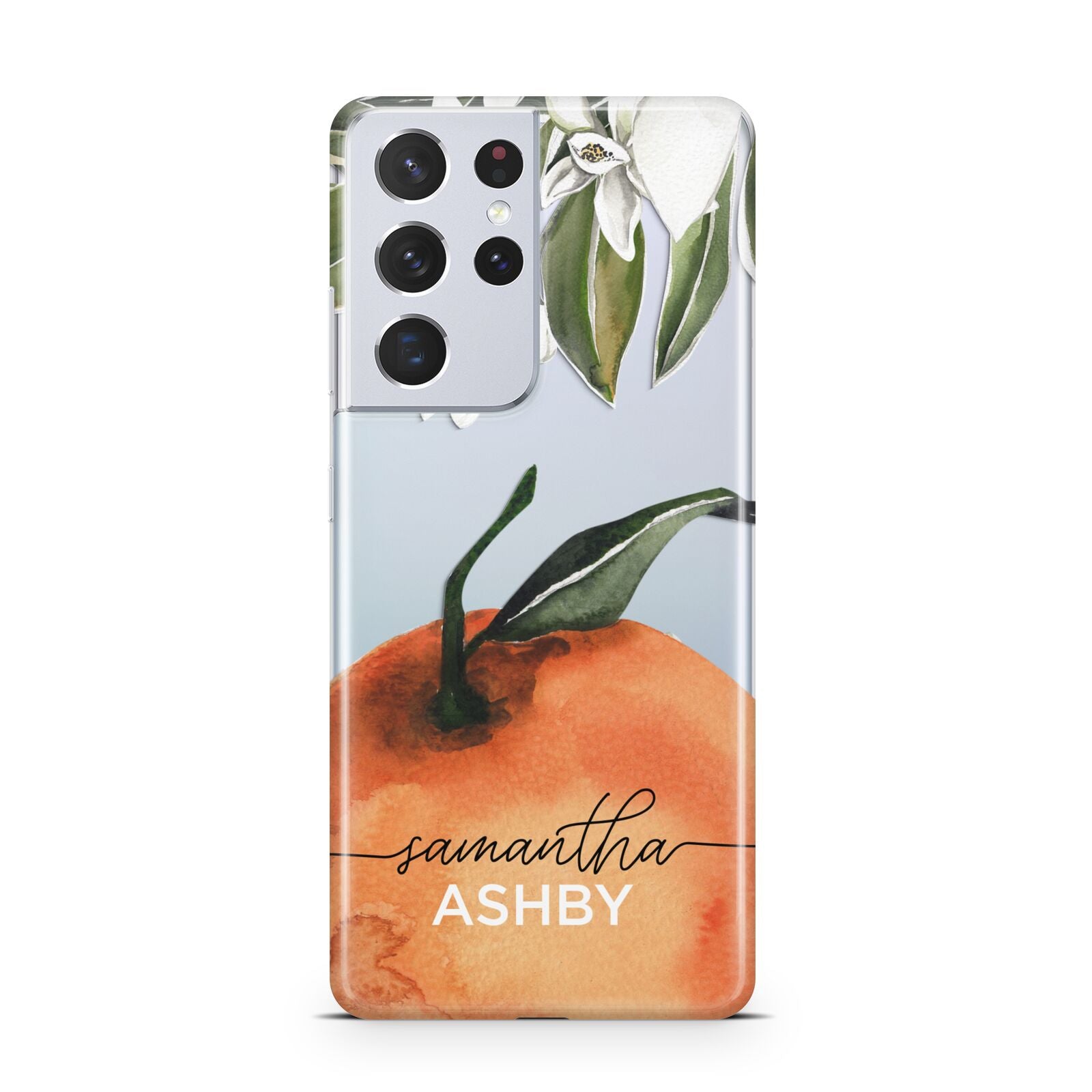 Orange Blossom Personalised Name Samsung S21 Ultra Case