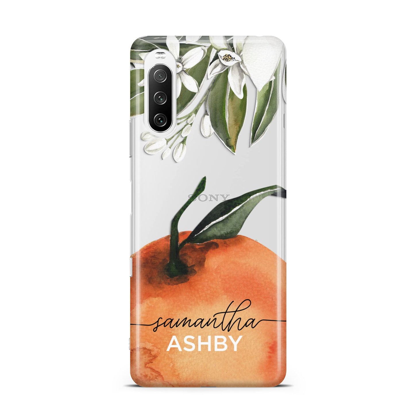 Orange Blossom Personalised Name Sony Xperia 10 III Case