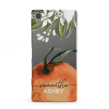 Orange Blossom Personalised Name Sony Xperia Case