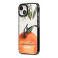 Orange Blossom Personalised Name iPhone 13 Black Impact Case Side Angle on Silver phone