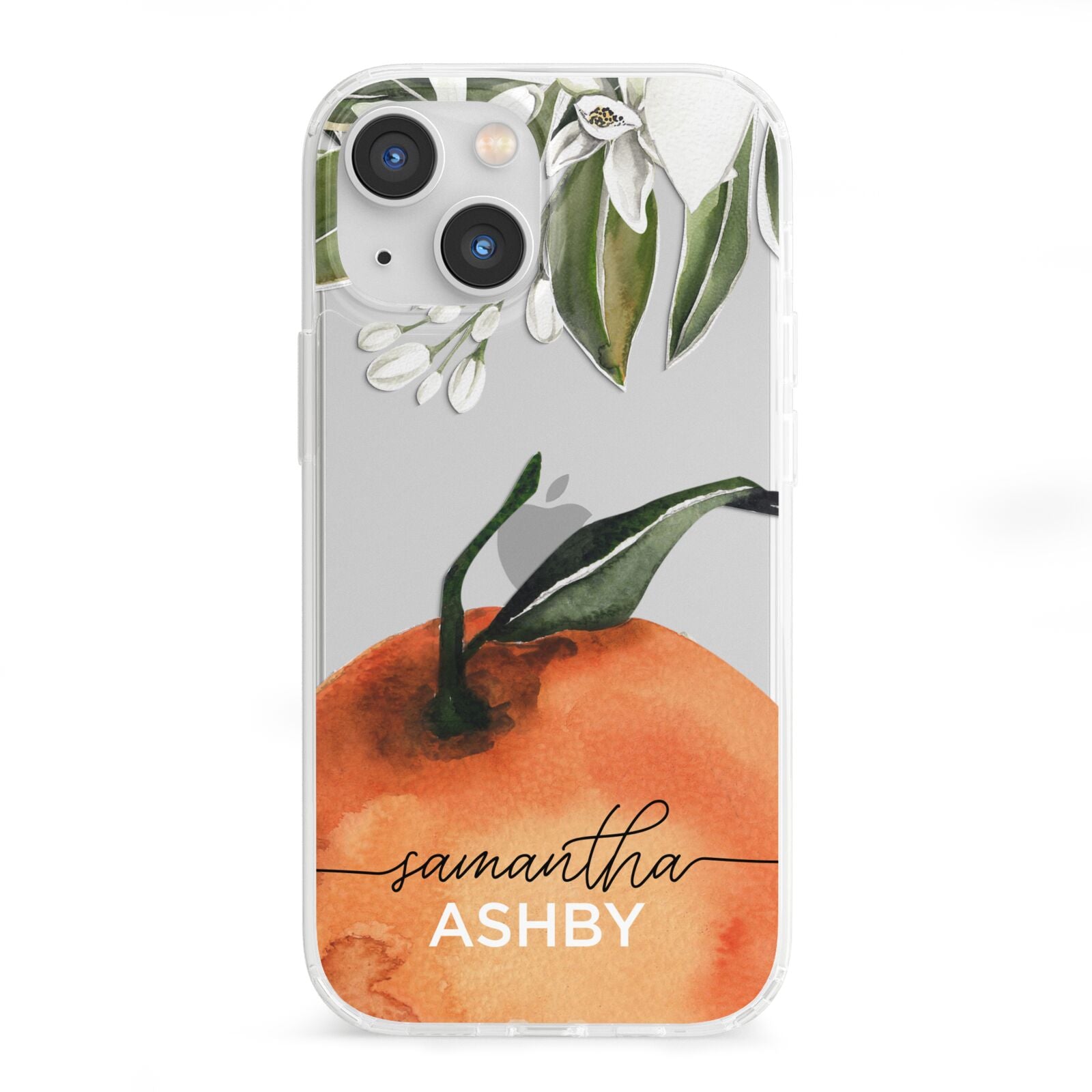 Orange Blossom Personalised Name iPhone 13 Mini Clear Bumper Case