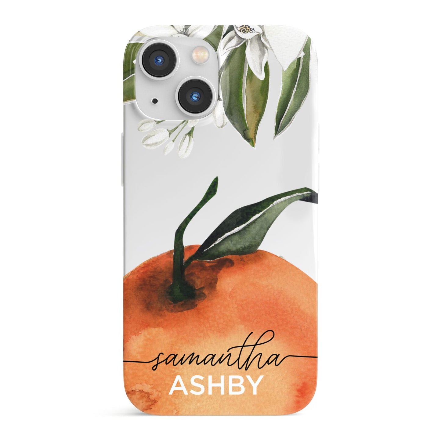 Orange Blossom Personalised Name iPhone 13 Mini Full Wrap 3D Snap Case