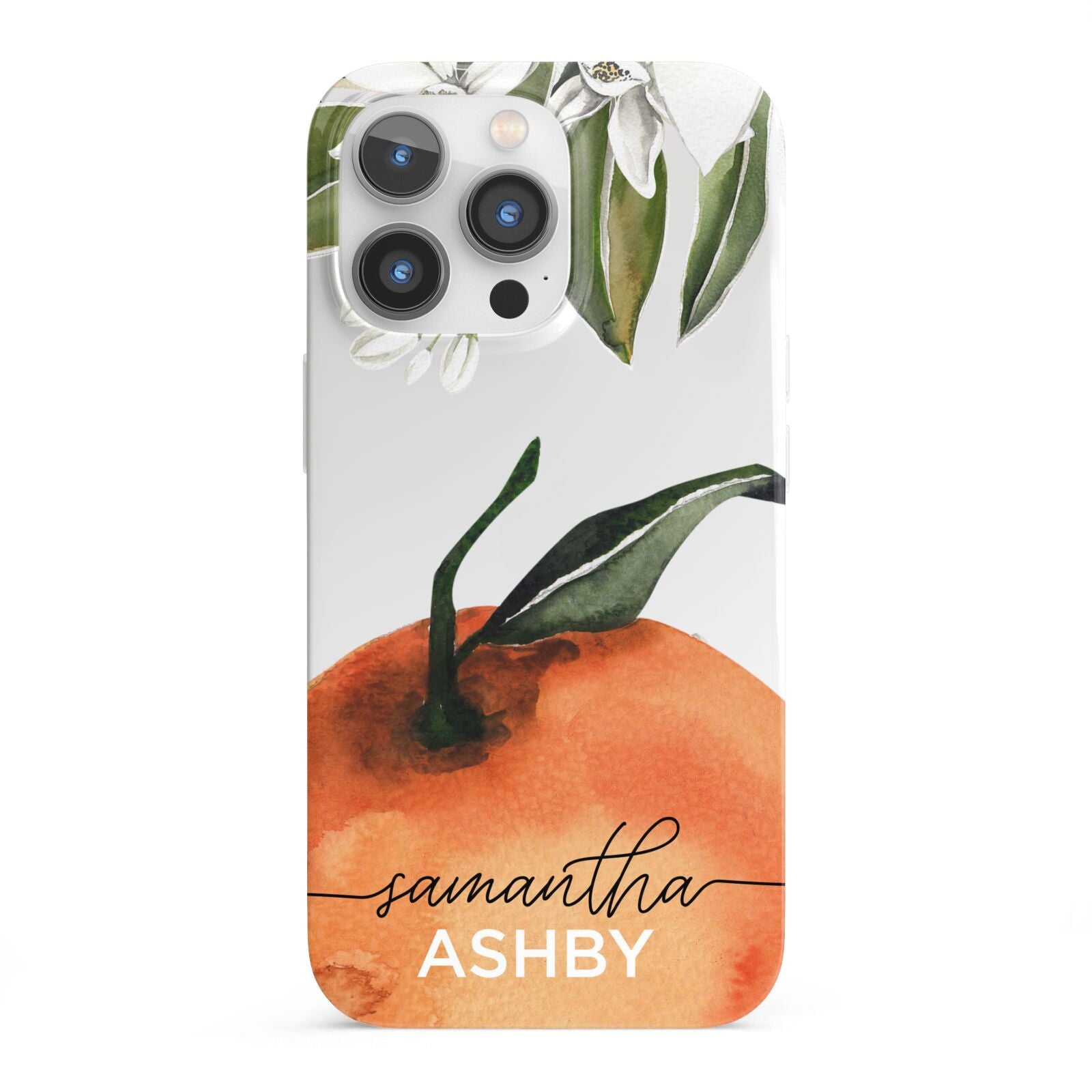 Orange Blossom Personalised Name iPhone 13 Pro Full Wrap 3D Snap Case