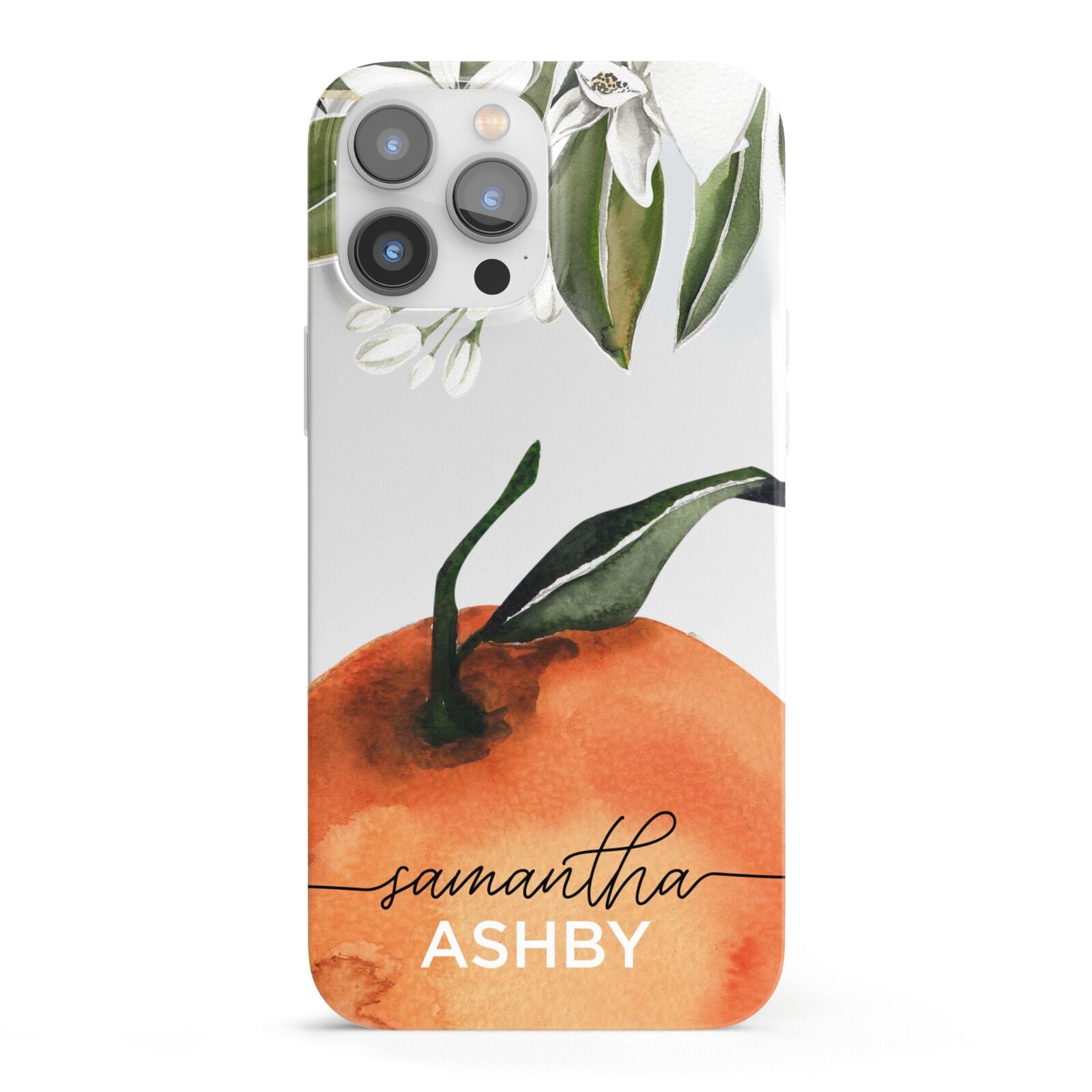 Orange Blossom Personalised Name iPhone 13 Pro Max Full Wrap 3D Snap Case