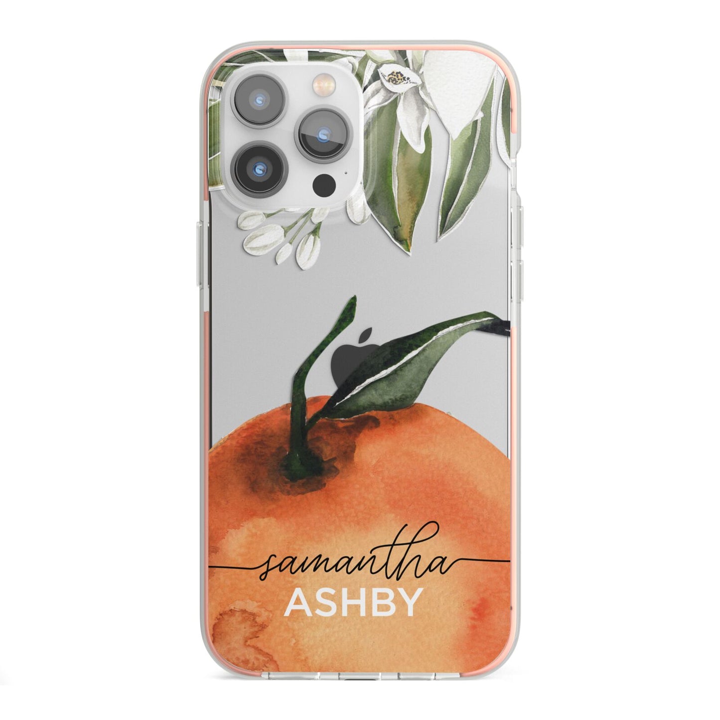 Orange Blossom Personalised Name iPhone 13 Pro Max TPU Impact Case with Pink Edges
