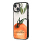 Orange Blossom Personalised Name iPhone 14 Black Impact Case Side Angle on Silver phone