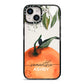 Orange Blossom Personalised Name iPhone 14 Black Impact Case on Silver phone
