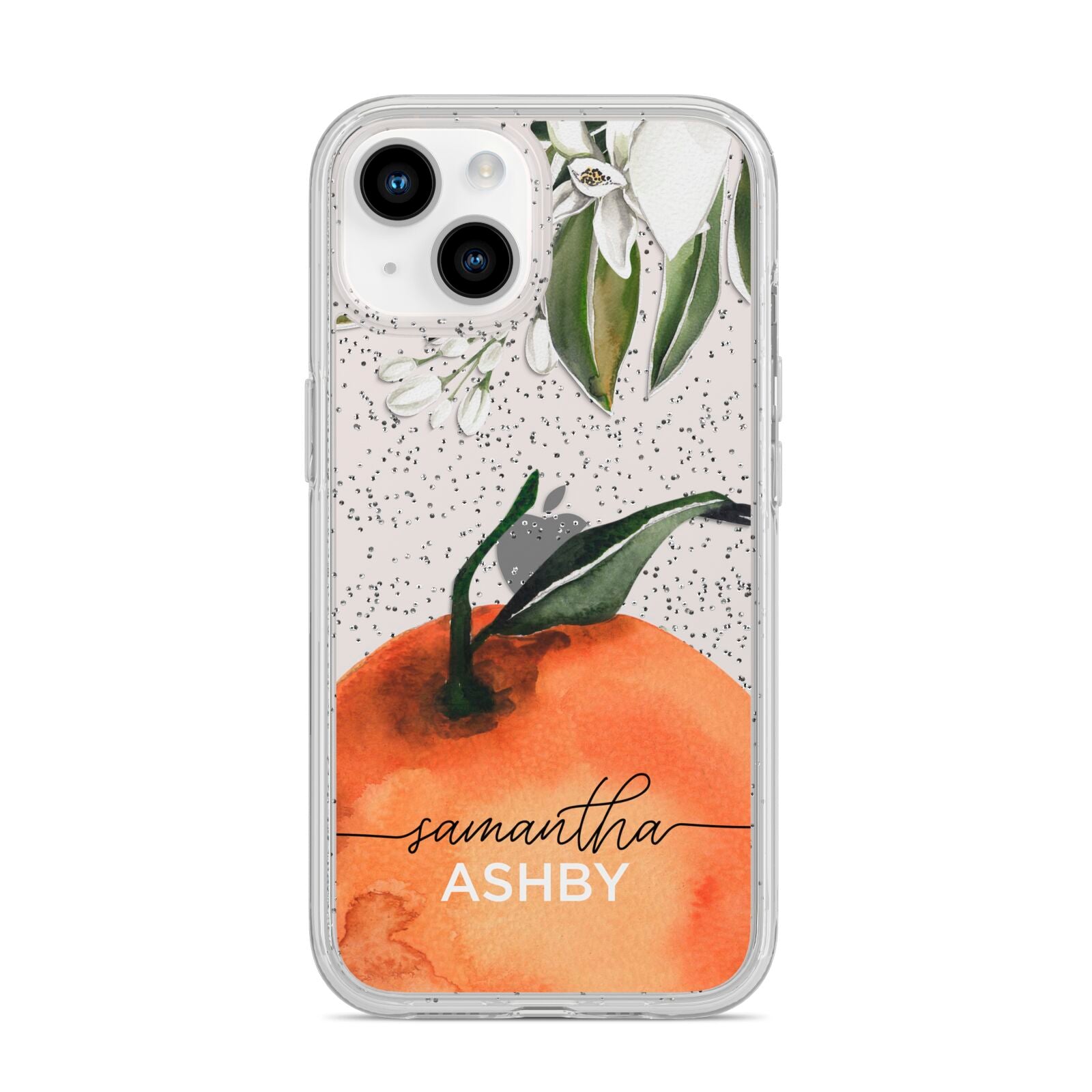 Orange Blossom Personalised Name iPhone 14 Glitter Tough Case Starlight