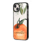 Orange Blossom Personalised Name iPhone 14 Plus Black Impact Case Side Angle on Silver phone