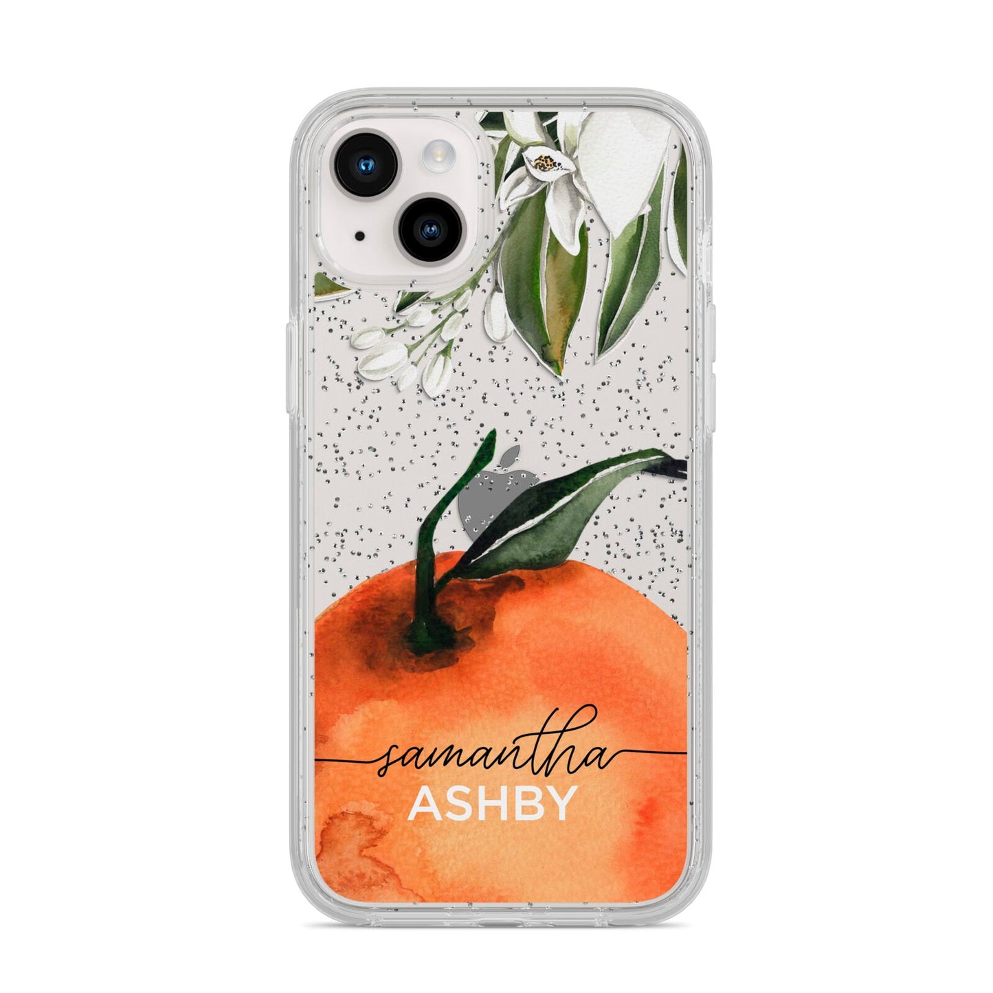 Orange Blossom Personalised Name iPhone 14 Plus Glitter Tough Case Starlight