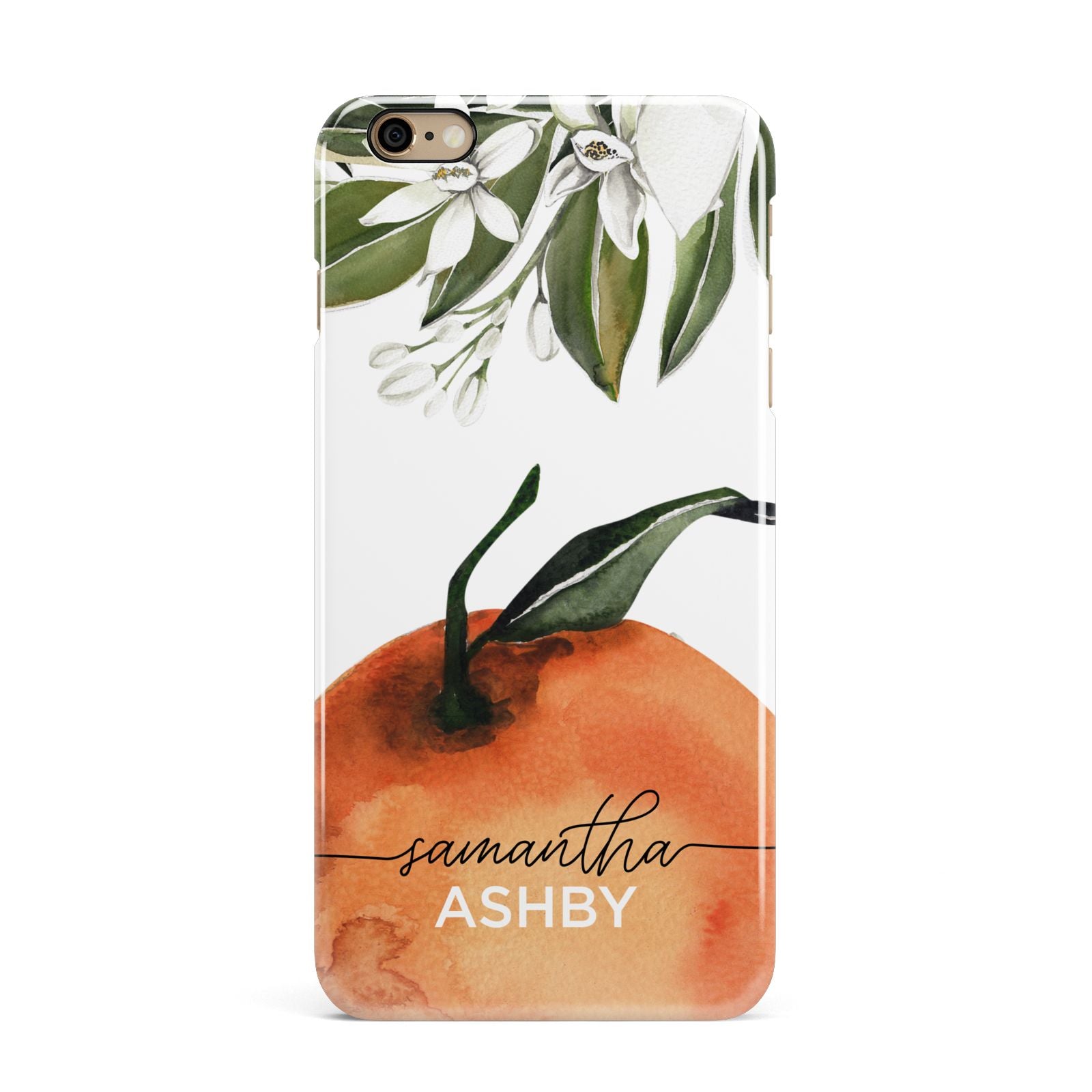 Orange Blossom Personalised Name iPhone 6 Plus 3D Snap Case on Gold Phone