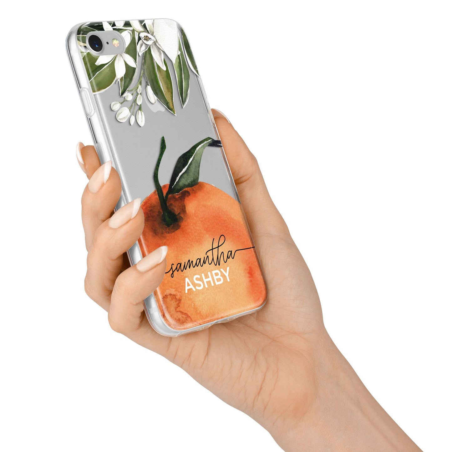 Orange Blossom Personalised Name iPhone 7 Bumper Case on Silver iPhone Alternative Image