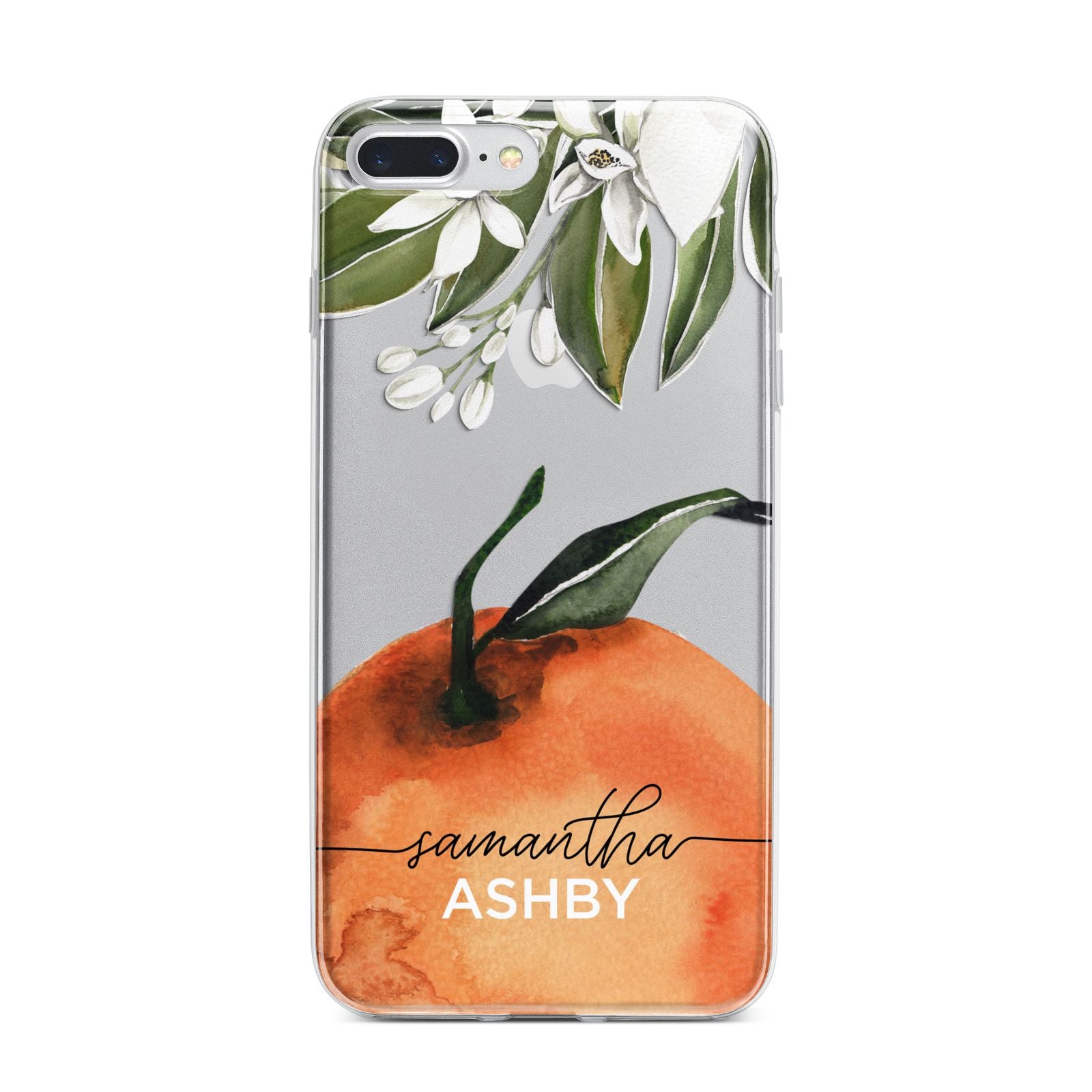 Orange Blossom Personalised Name iPhone 7 Plus Bumper Case on Silver iPhone