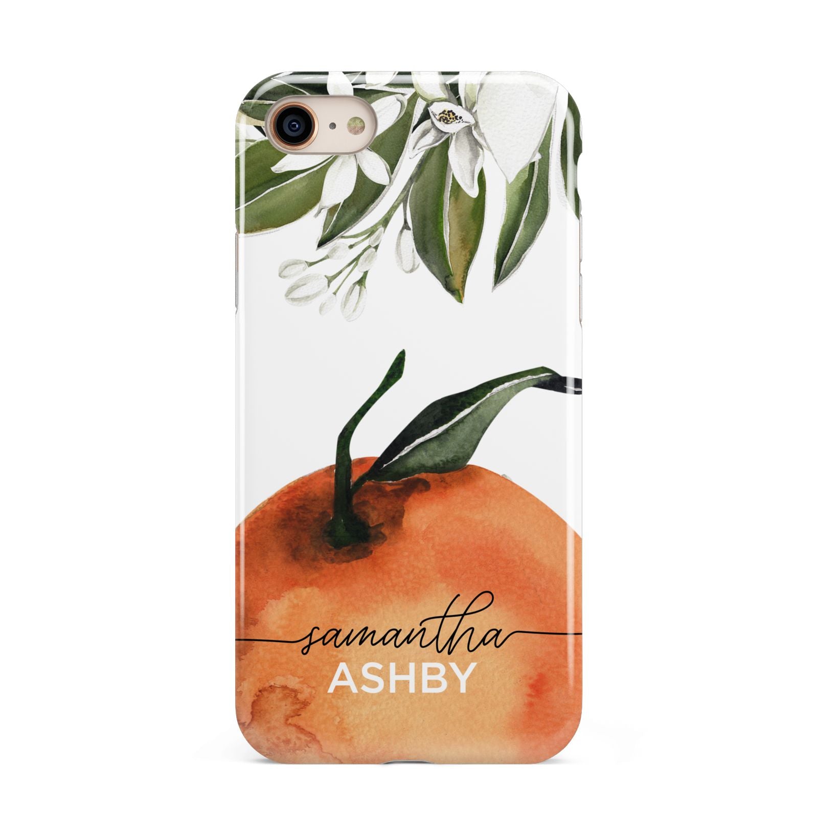Orange Blossom Personalised Name iPhone 8 3D Tough Case on Gold Phone