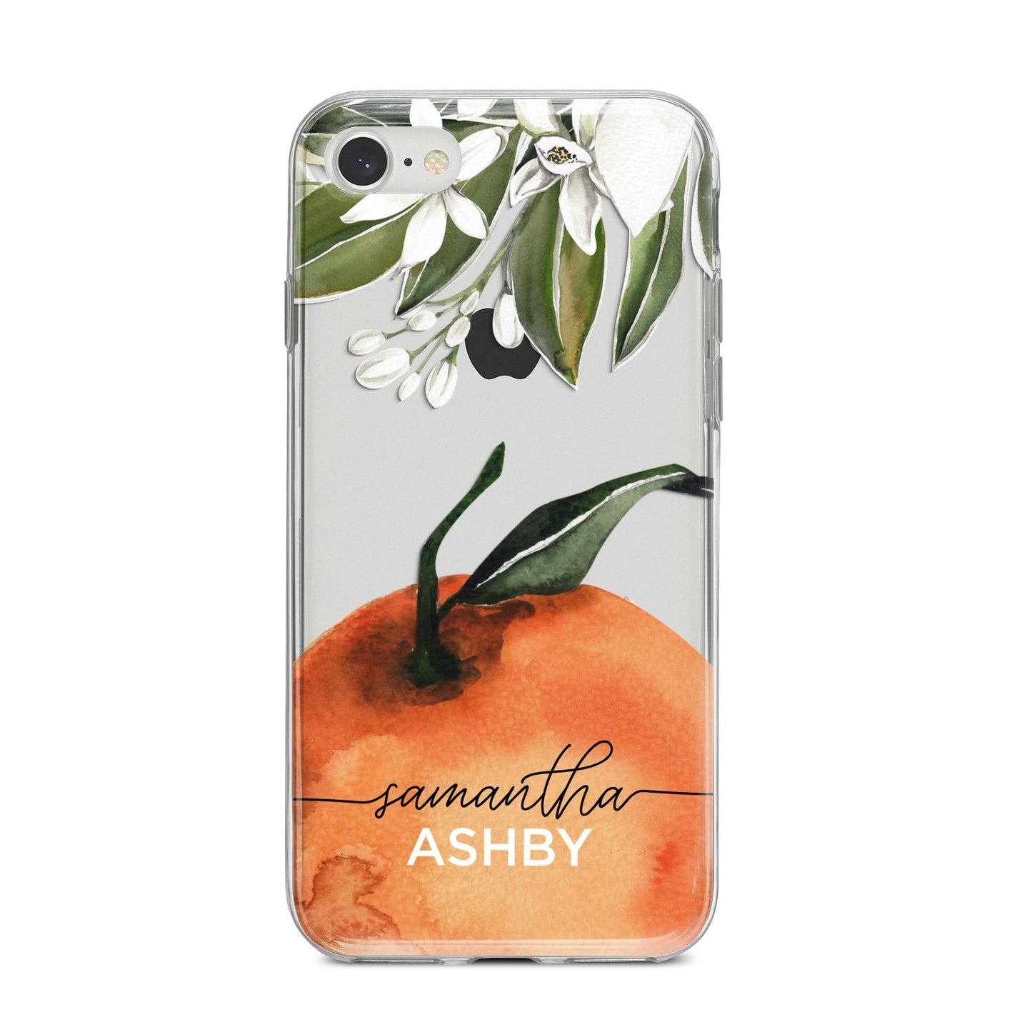 Orange Blossom Personalised Name iPhone 8 Bumper Case on Silver iPhone