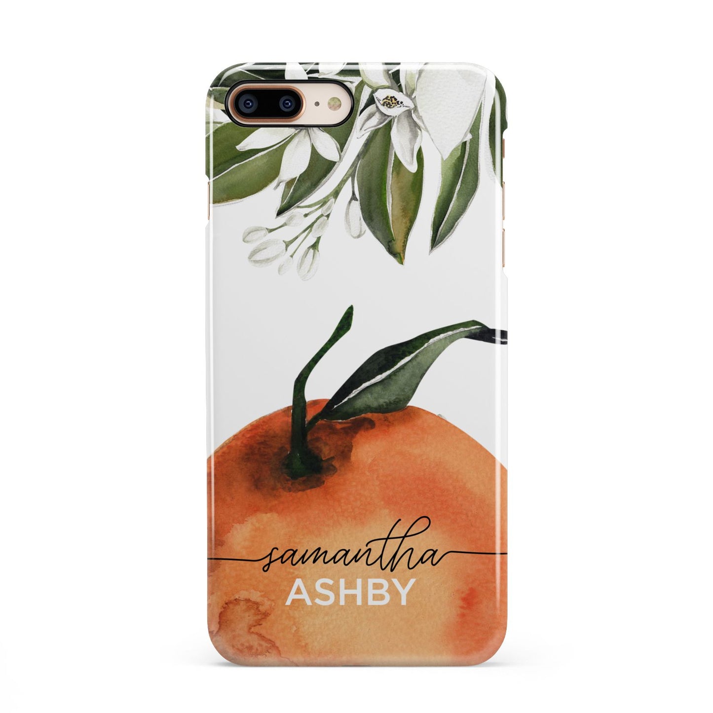 Orange Blossom Personalised Name iPhone 8 Plus 3D Snap Case on Gold Phone