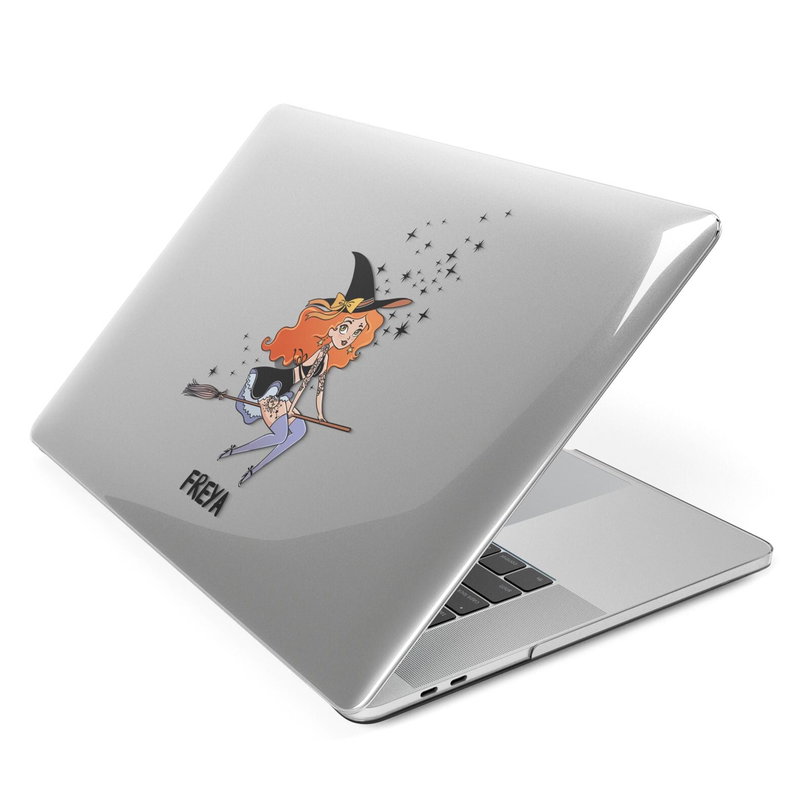 Orange Haired Personalised Witch Apple MacBook Case Side View