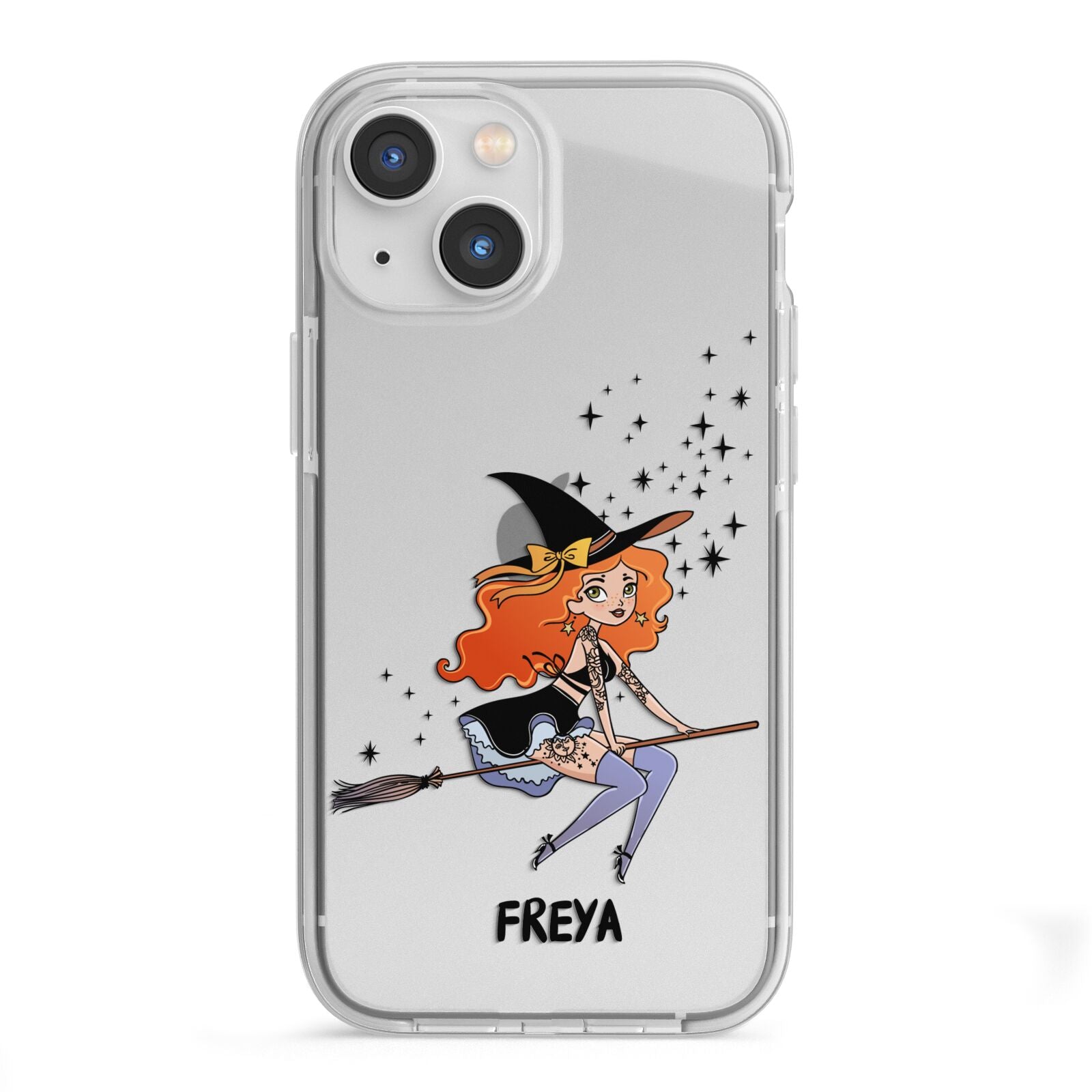 Orange Haired Personalised Witch iPhone 13 Mini TPU Impact Case with White Edges