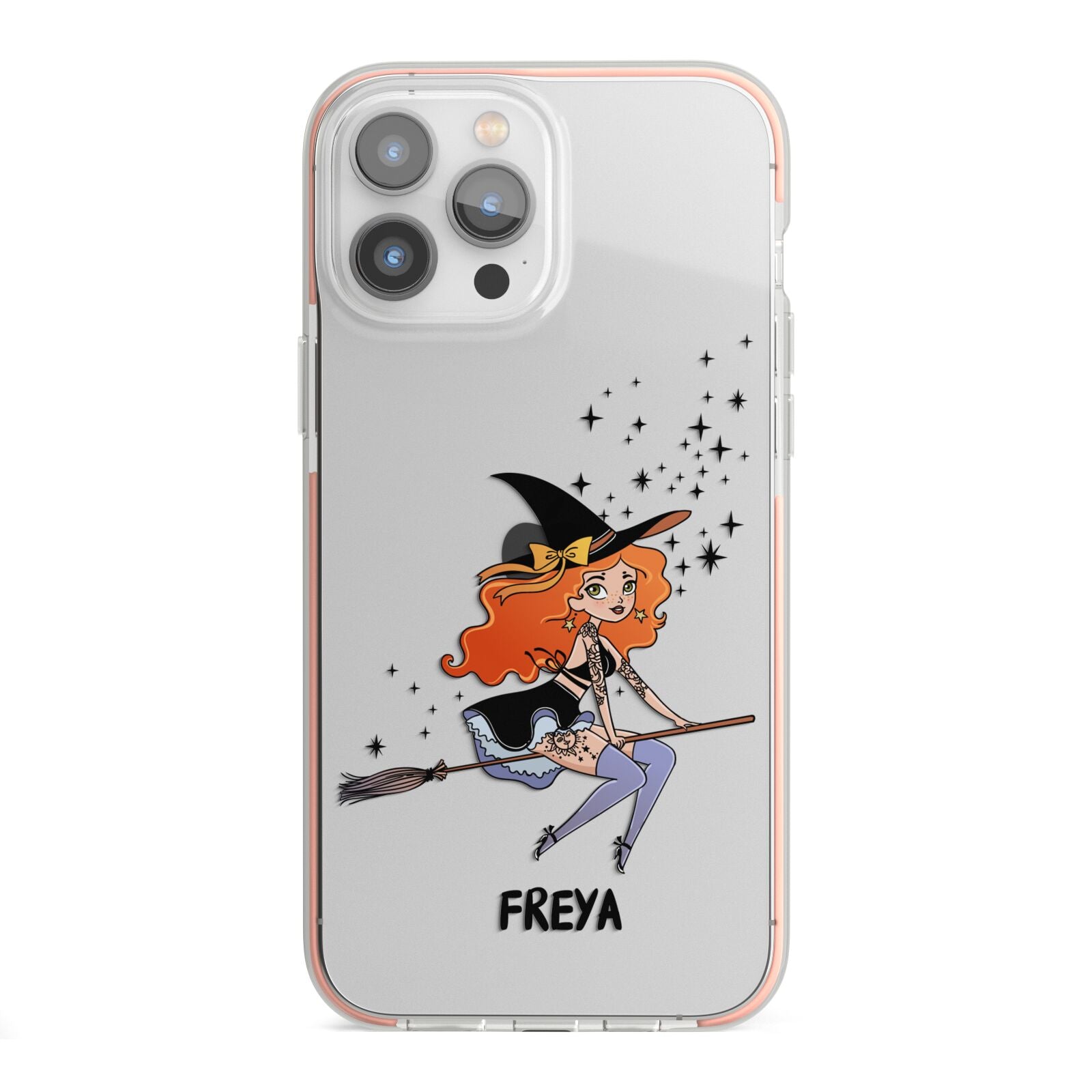 Orange Haired Personalised Witch iPhone 13 Pro Max TPU Impact Case with Pink Edges