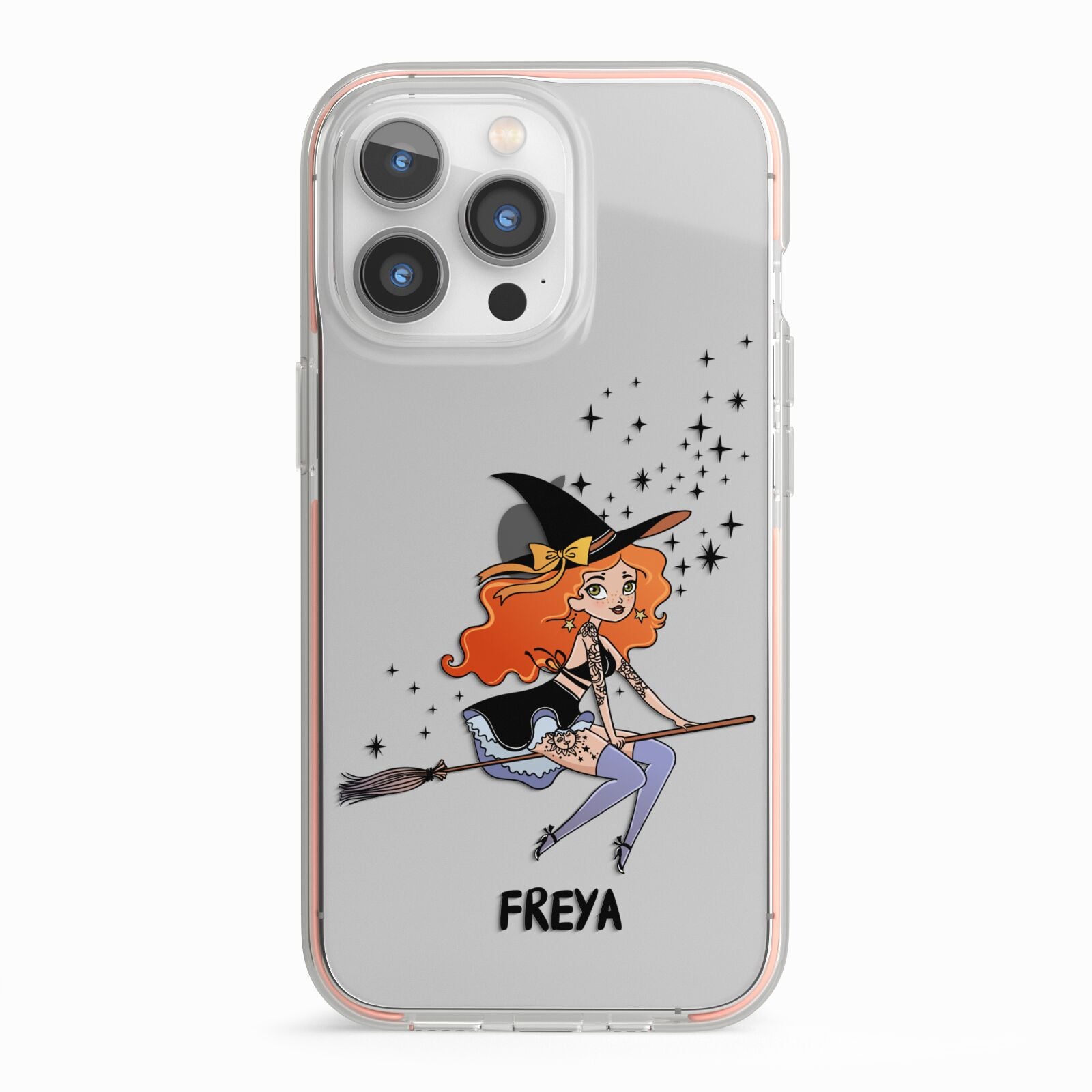 Orange Haired Personalised Witch iPhone 13 Pro TPU Impact Case with Pink Edges