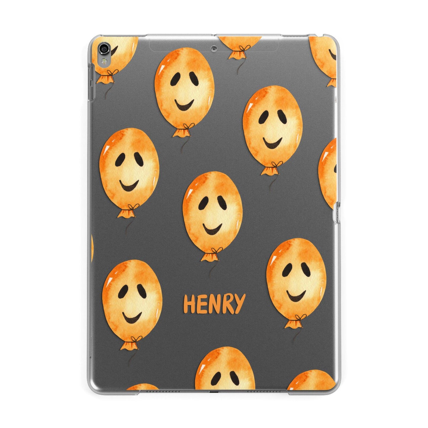 Orange Halloween Balloon Face Apple iPad Grey Case