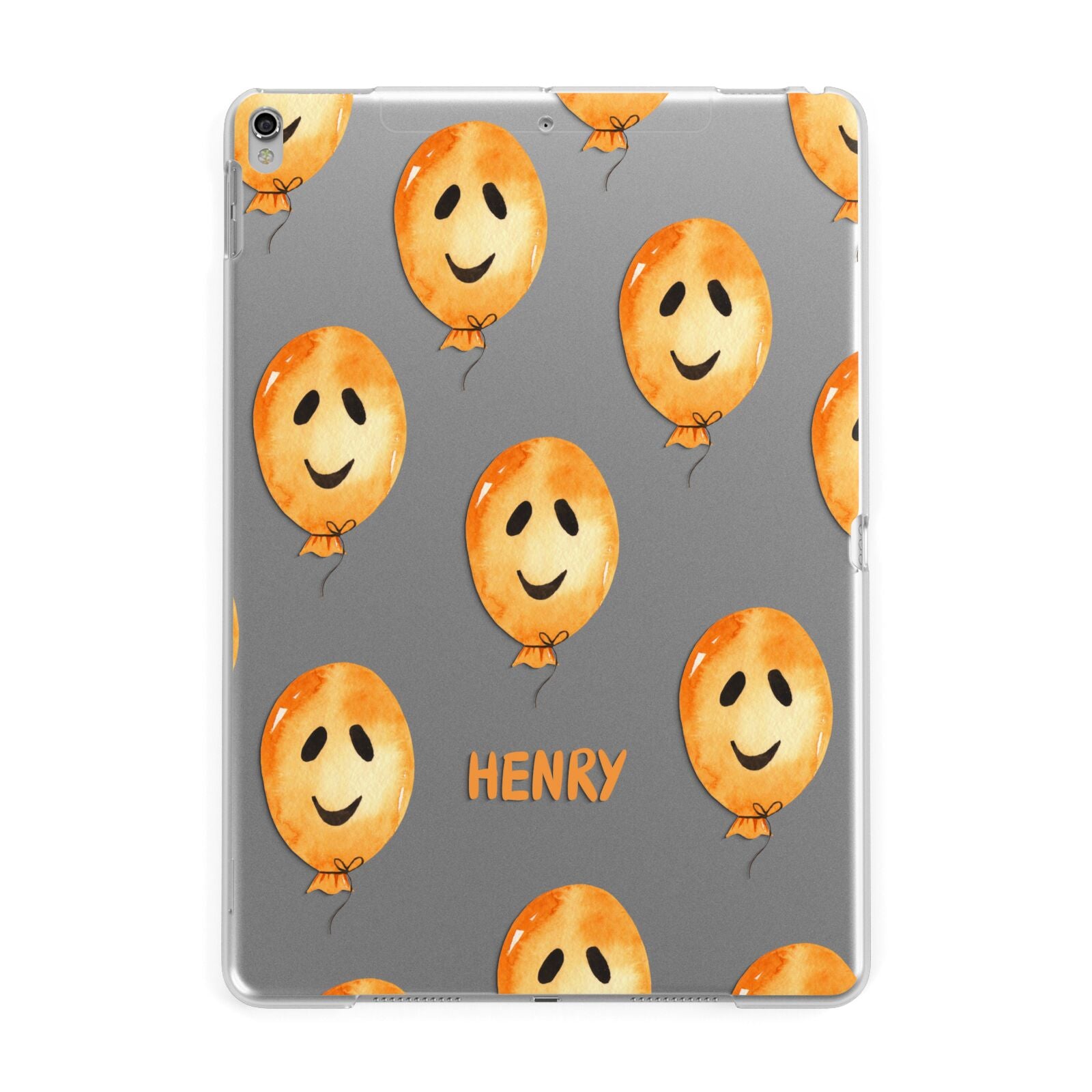 Orange Halloween Balloon Face Apple iPad Silver Case