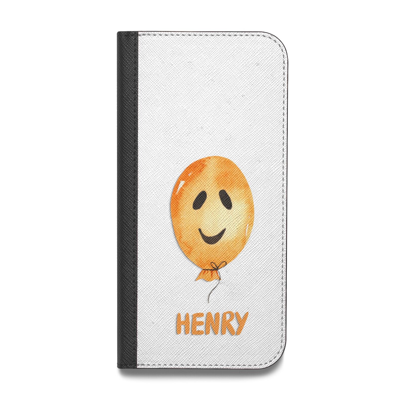 Orange Halloween Balloon Face Vegan Leather Flip iPhone Case