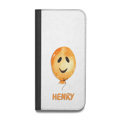 Orange Halloween Balloon Face Vegan Leather Flip iPhone Case