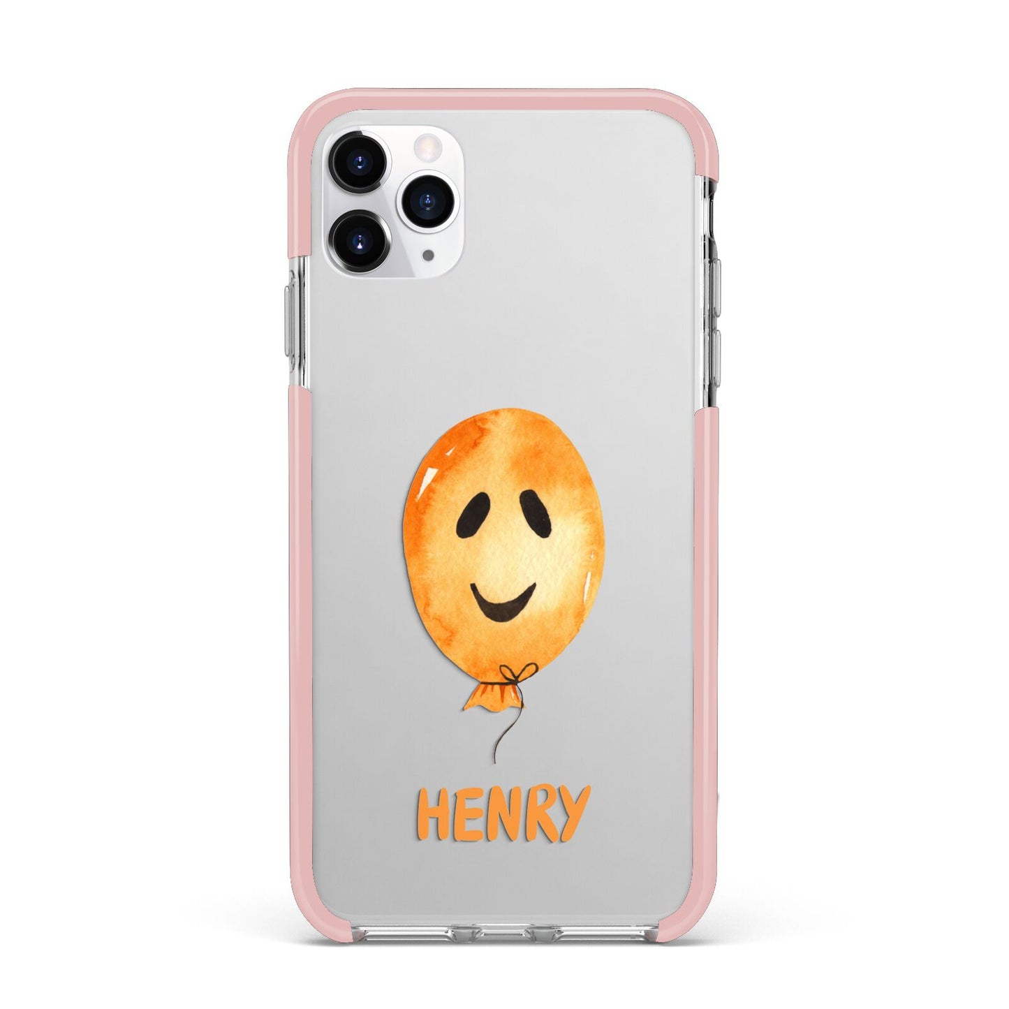 Orange Halloween Balloon Face iPhone 11 Pro Max Impact Pink Edge Case