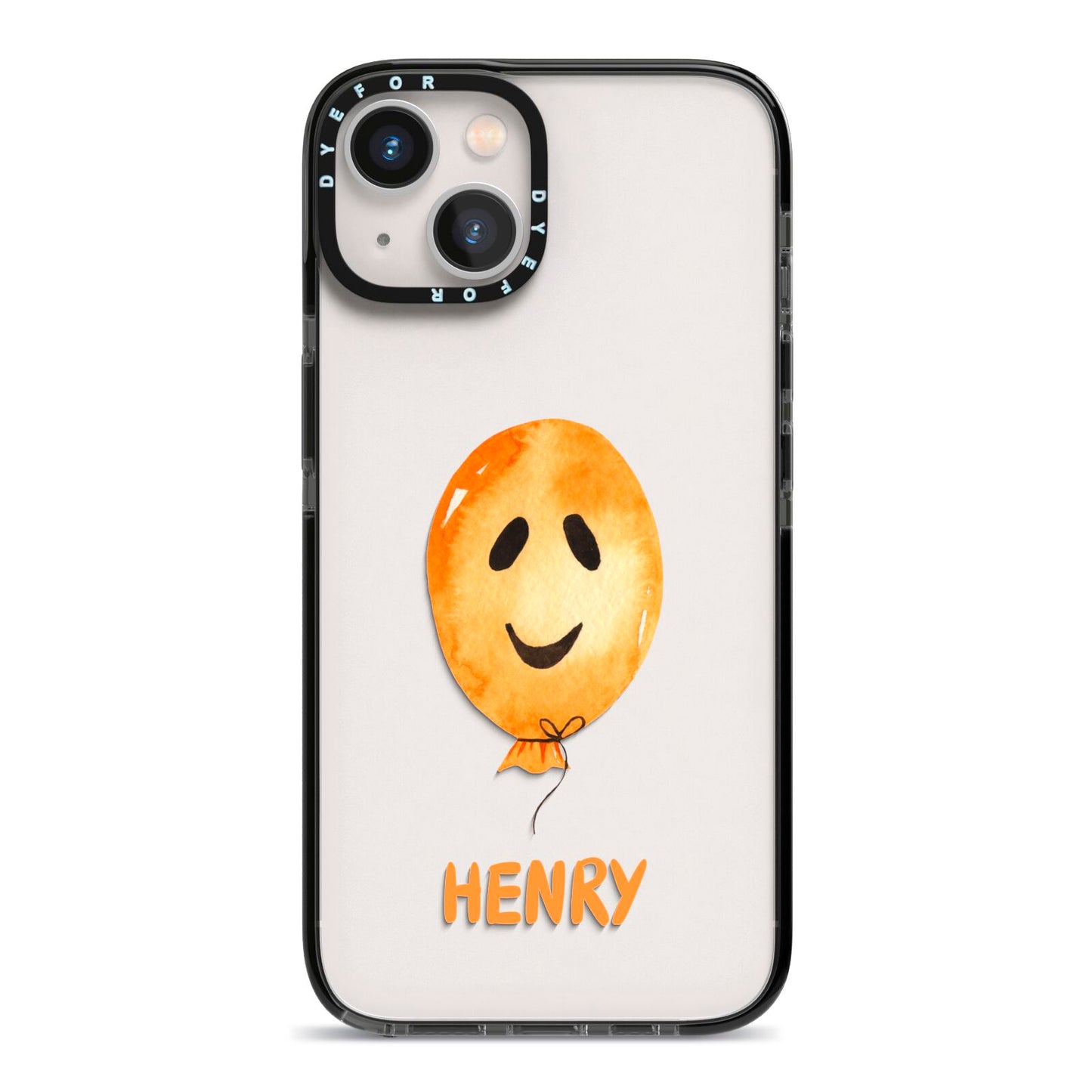 Orange Halloween Balloon Face iPhone 13 Black Impact Case on Silver phone