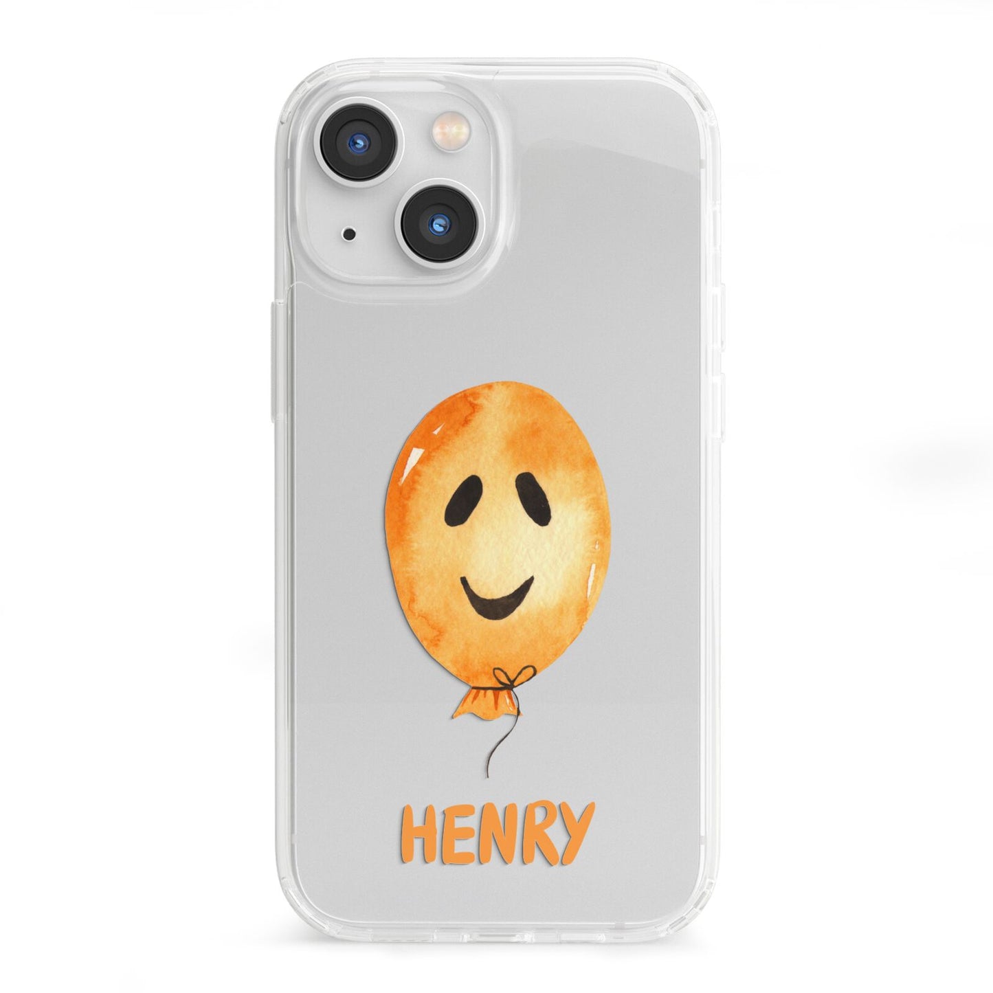 Orange Halloween Balloon Face iPhone 13 Mini Clear Bumper Case